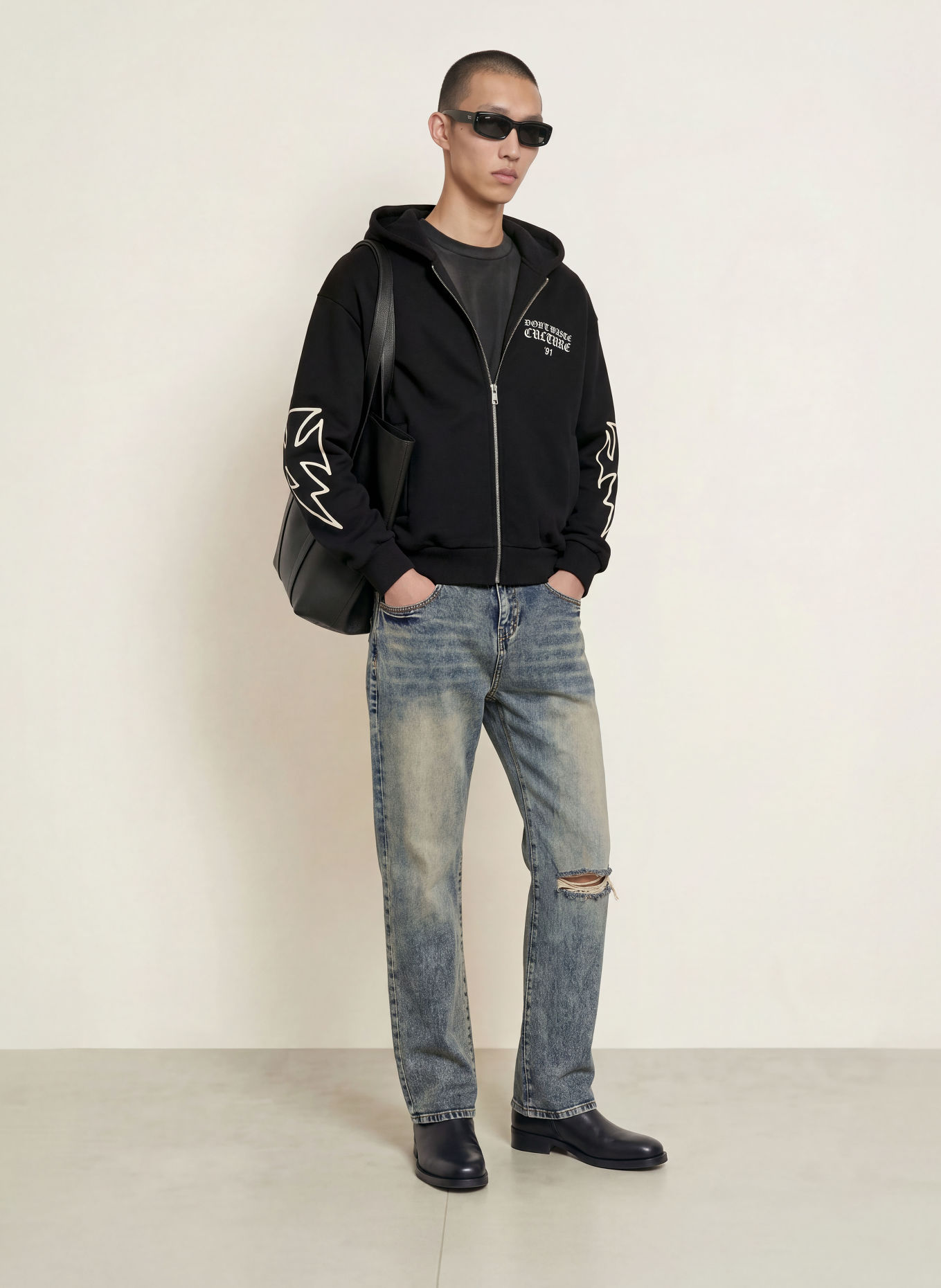don't waste culture Sweatjacke VELO: SCHWARZ