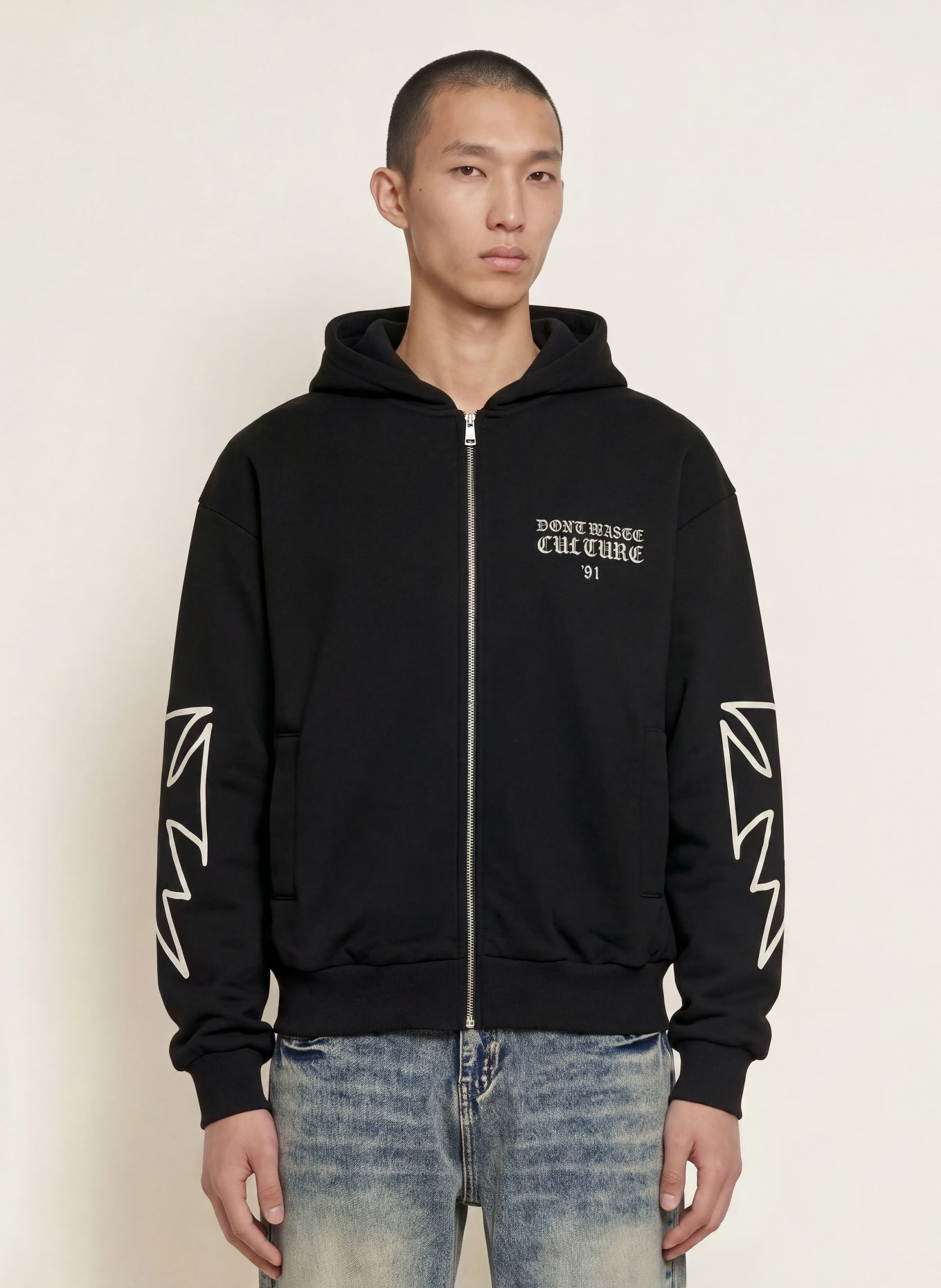 don't waste culture Sweatjacke VELO: SCHWARZ