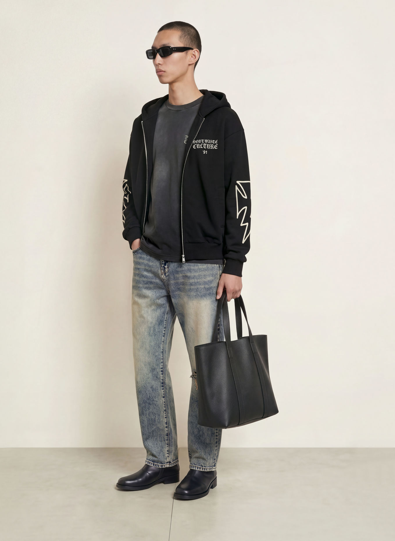 don't waste culture Sweatjacke VELO: SCHWARZ