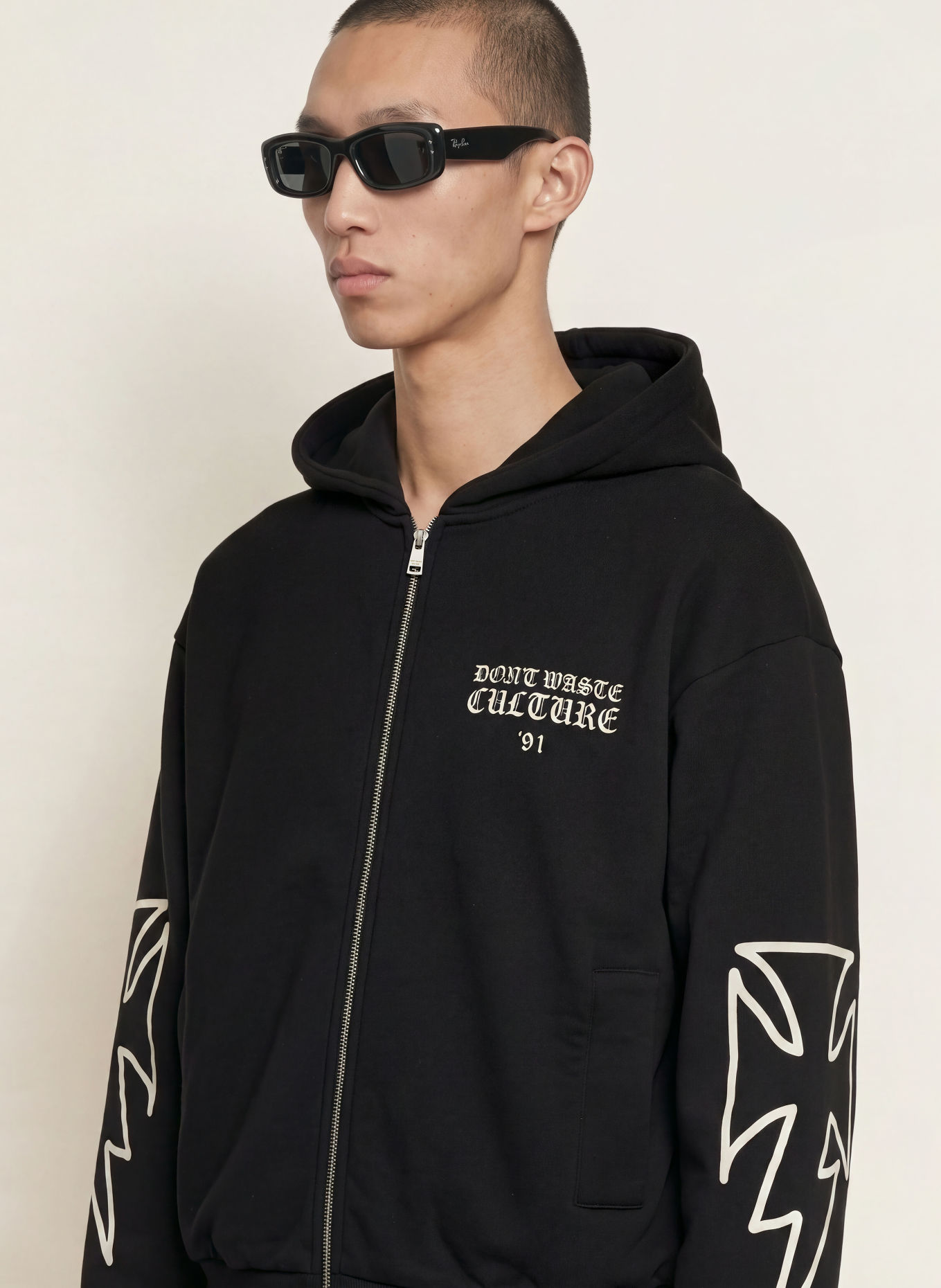 don't waste culture Sweatjacke VELO: SCHWARZ