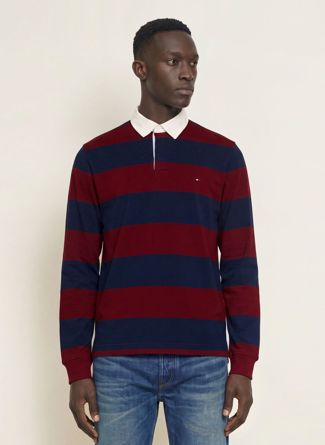 TOMMY HILFIGER Rugbyshirt: DONKERROOD / DONKERBLAUW