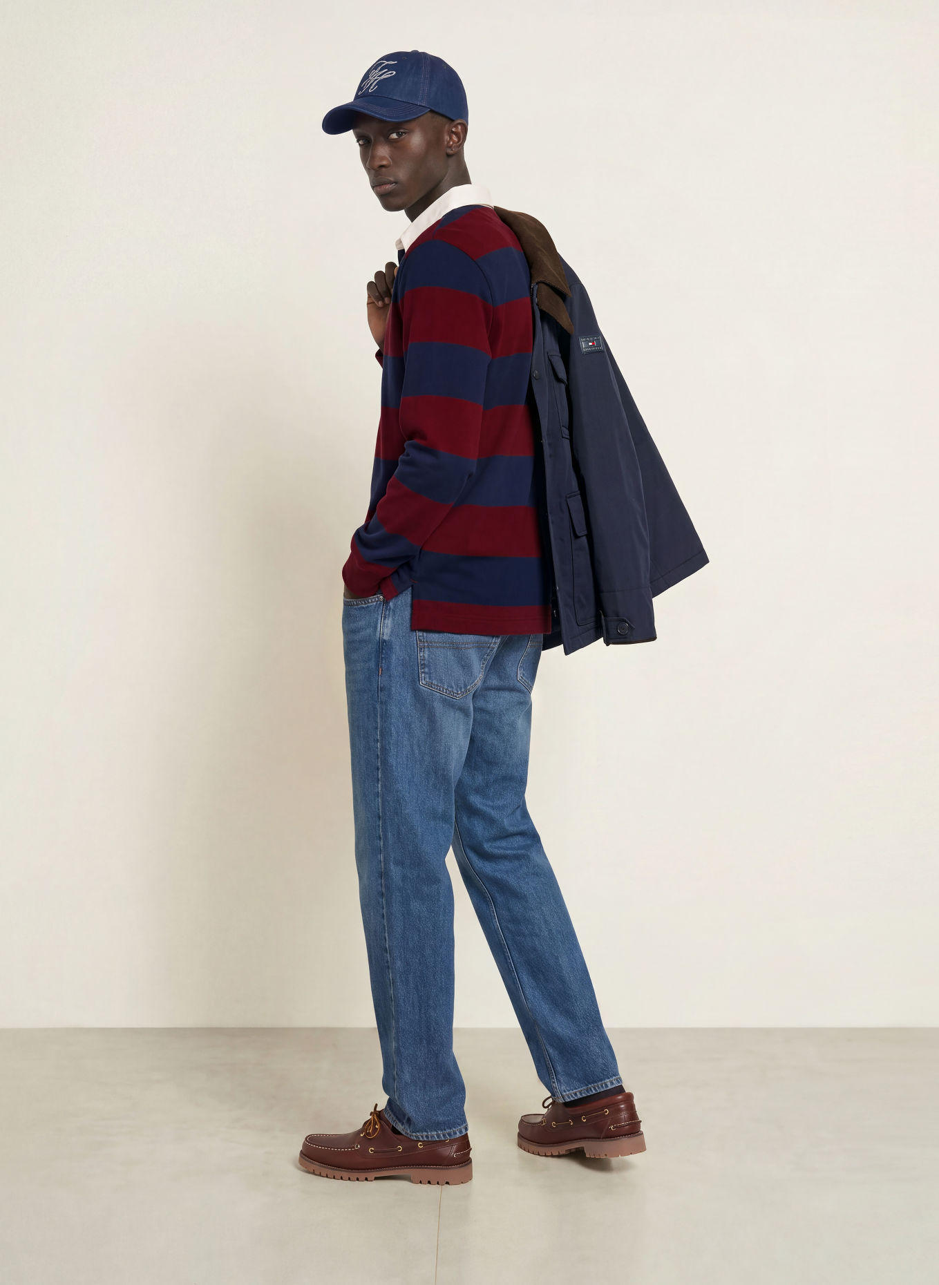TOMMY HILFIGER Rugbyshirt: DONKERROOD / DONKERBLAUW