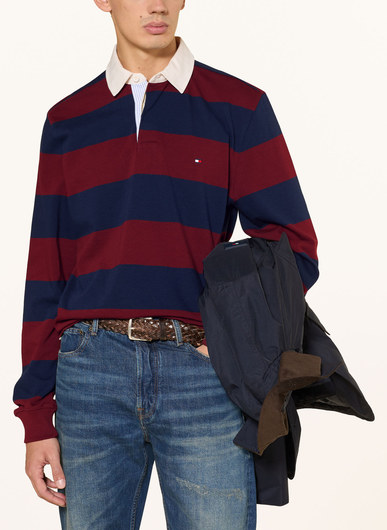 TOMMY HILFIGER Rugbyshirt: DONKERROOD / DONKERBLAUW