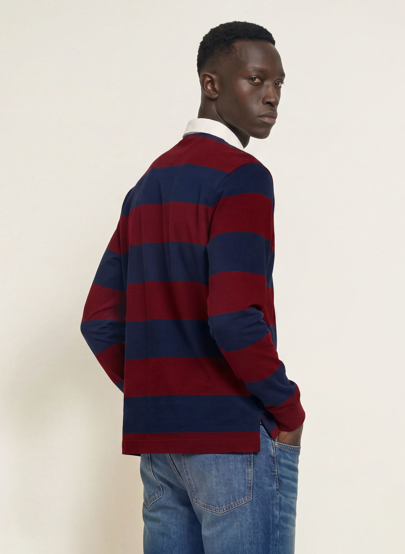 TOMMY HILFIGER Rugbyshirt: DONKERROOD / DONKERBLAUW
