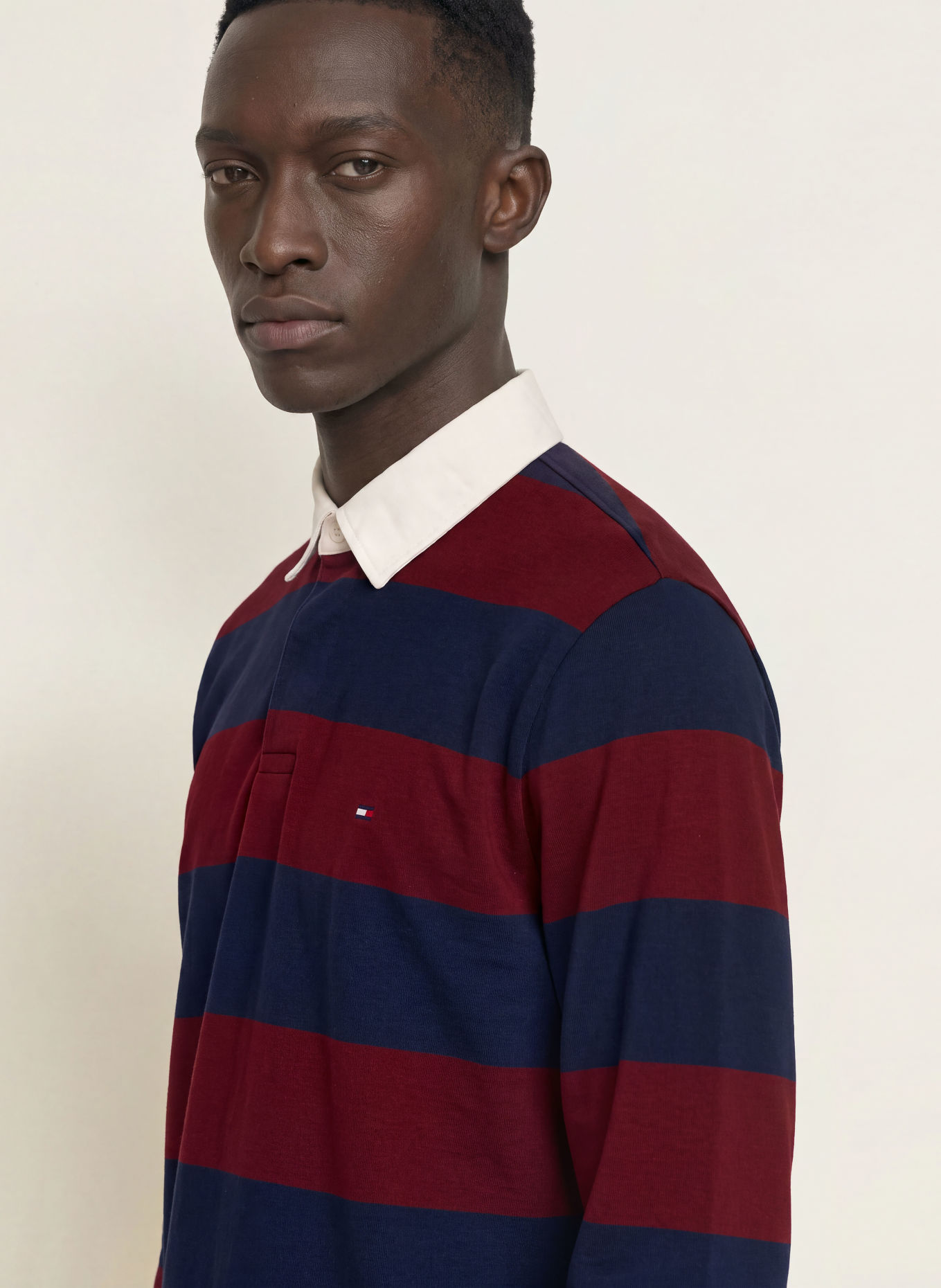 TOMMY HILFIGER Rugbyshirt: DONKERROOD / DONKERBLAUW