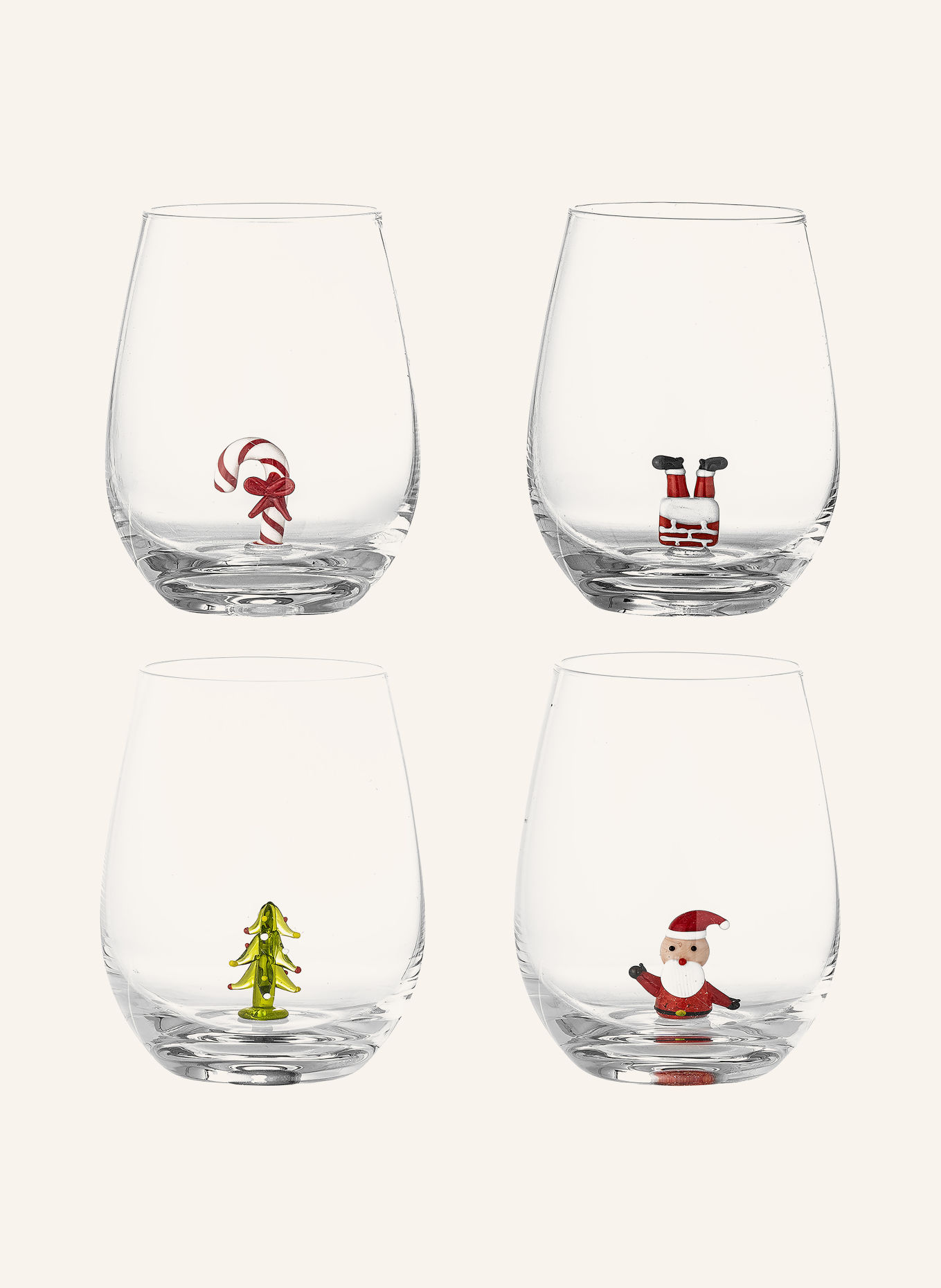 Bloomingville Set of 4 MISA drinking glasses: WHITE / RED / GREEN