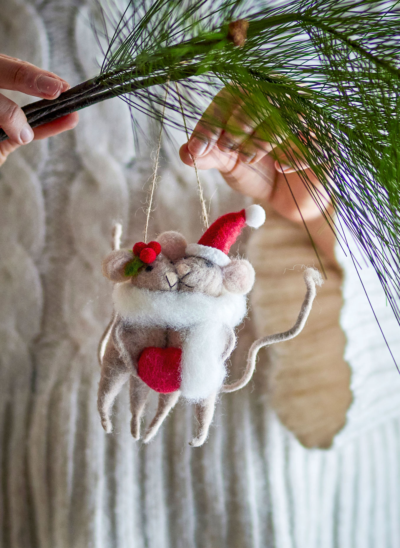 Bloomingville Decoratieve hanger PEO: TAUPE / CRÈME / ROOD
