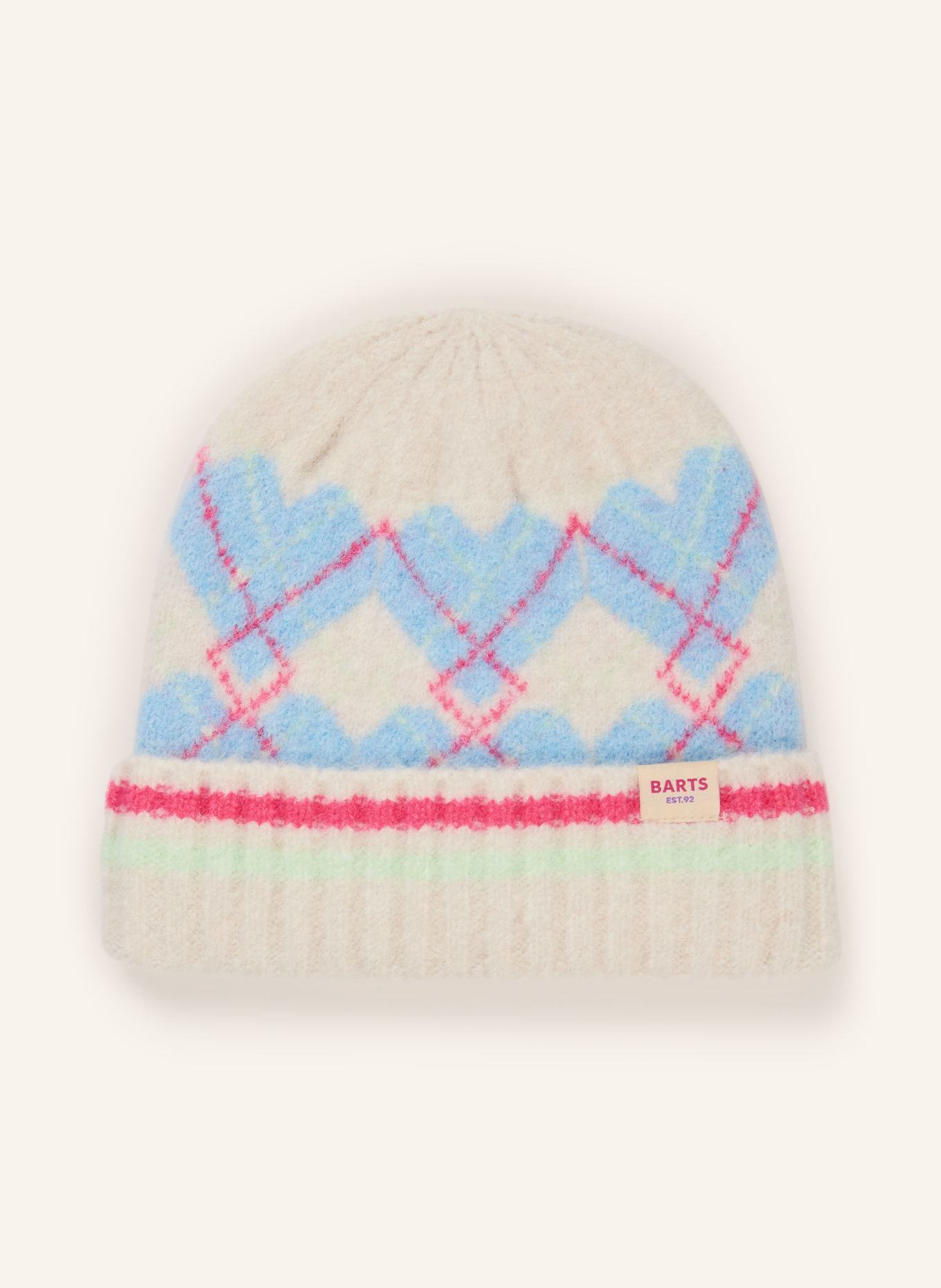 Barts FLURINA Hat: ECRU / NEON PINK / NEON BLUE