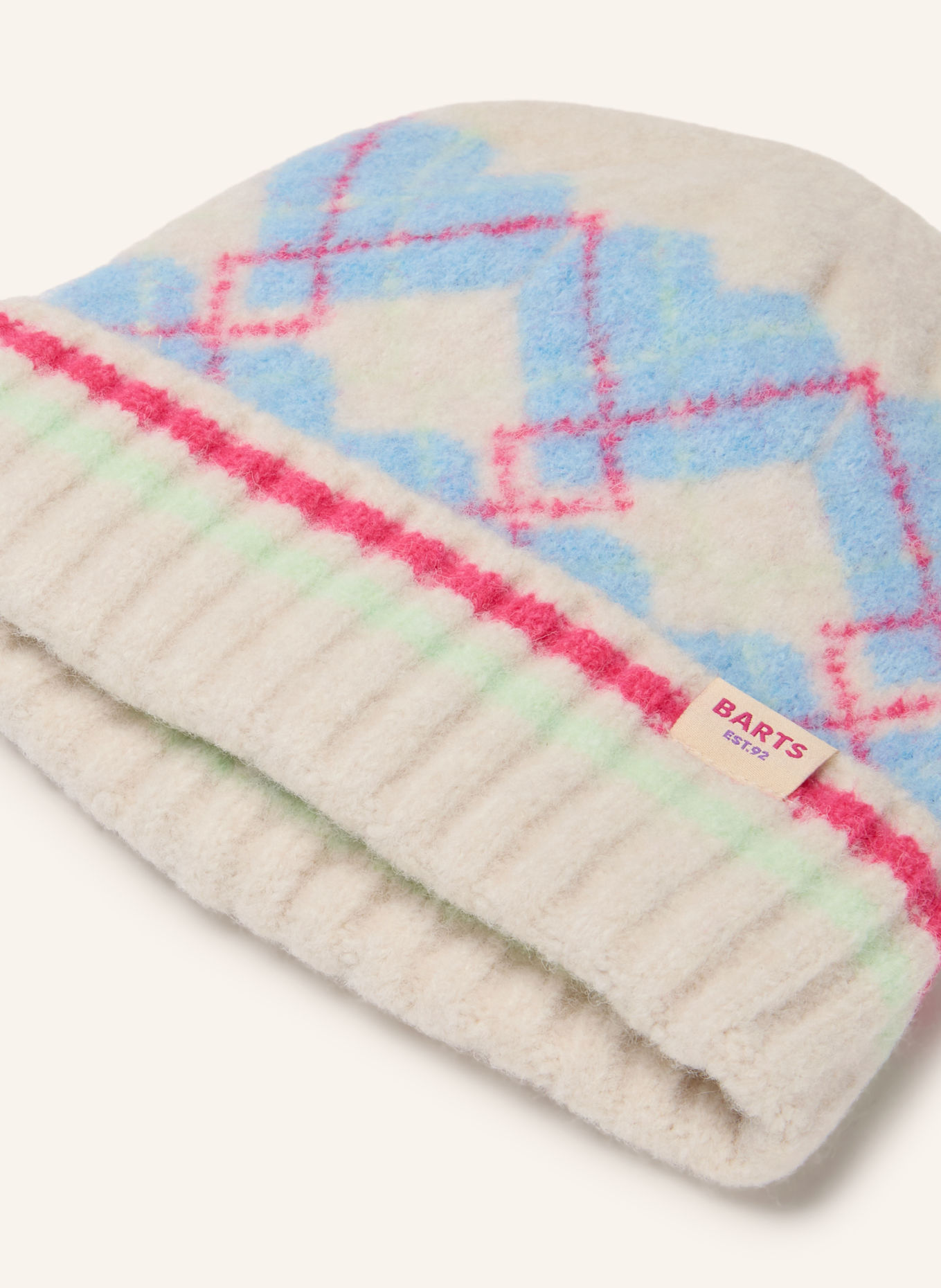 Barts FLURINA Hat: ECRU / NEON PINK / NEON BLUE