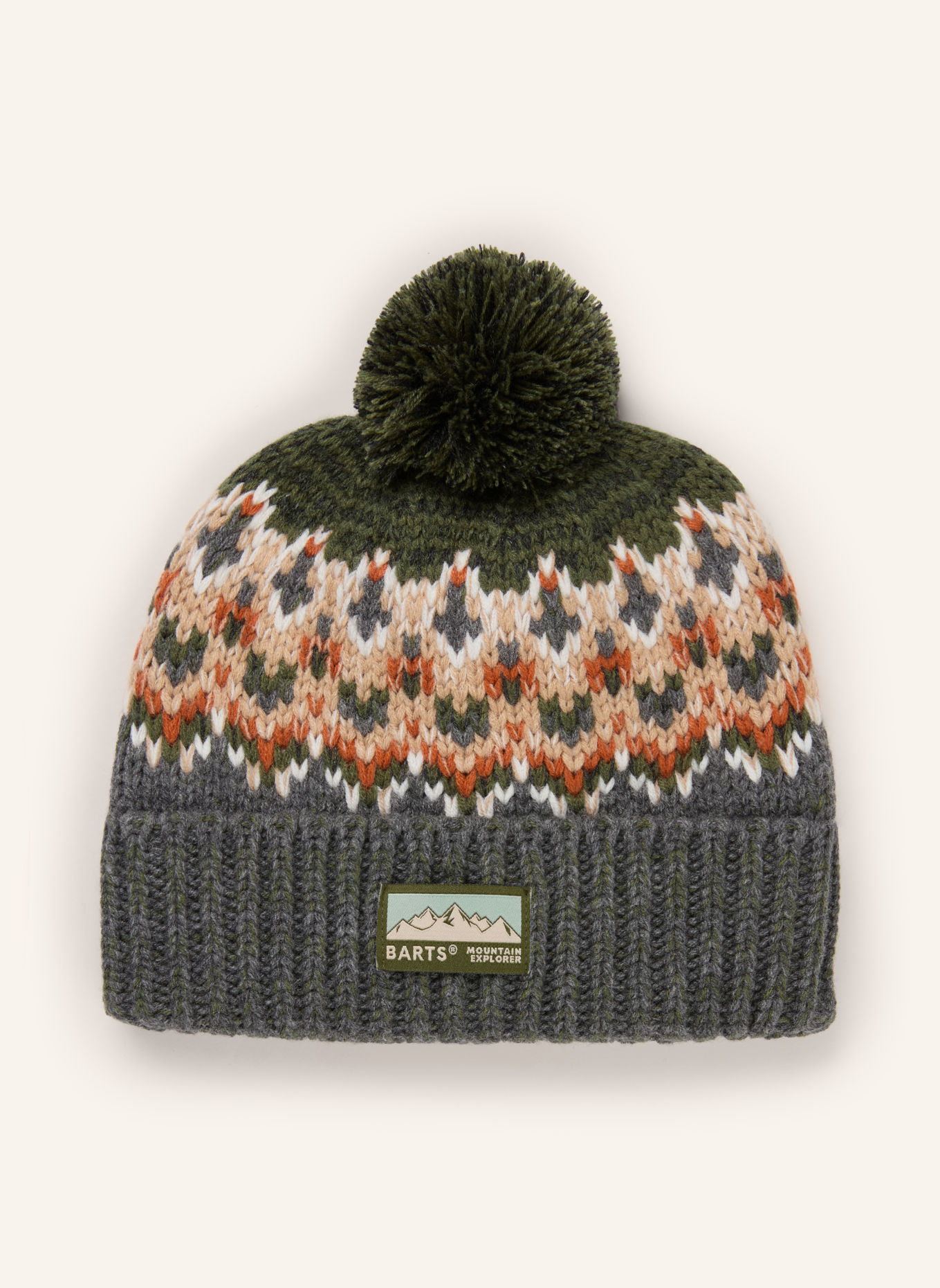 Barts TOBLES Hat: DARK GREEN / BEIGE / DARK ORANGE