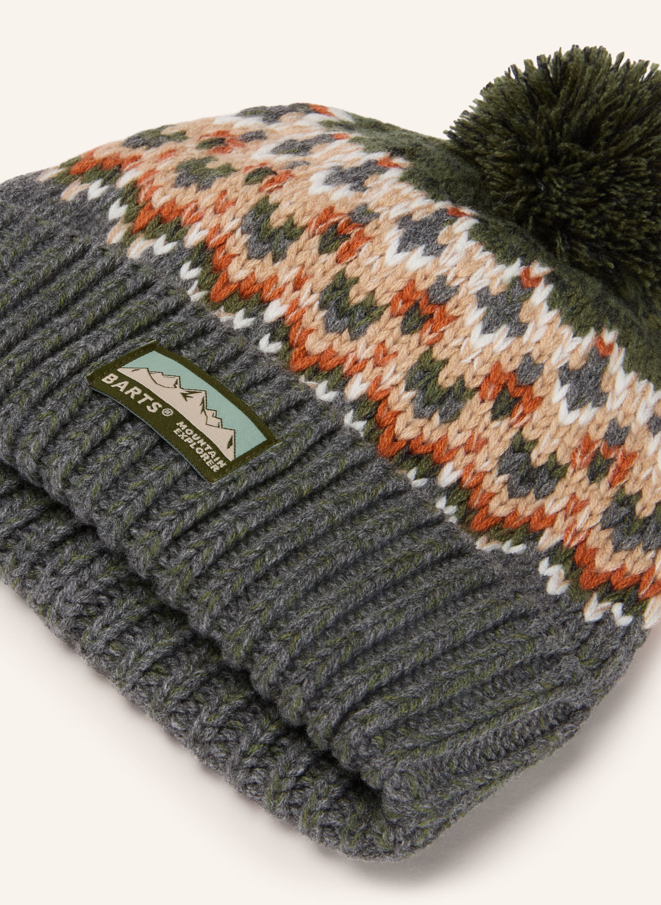 Barts TOBLES Hat: DARK GREEN / BEIGE / DARK ORANGE
