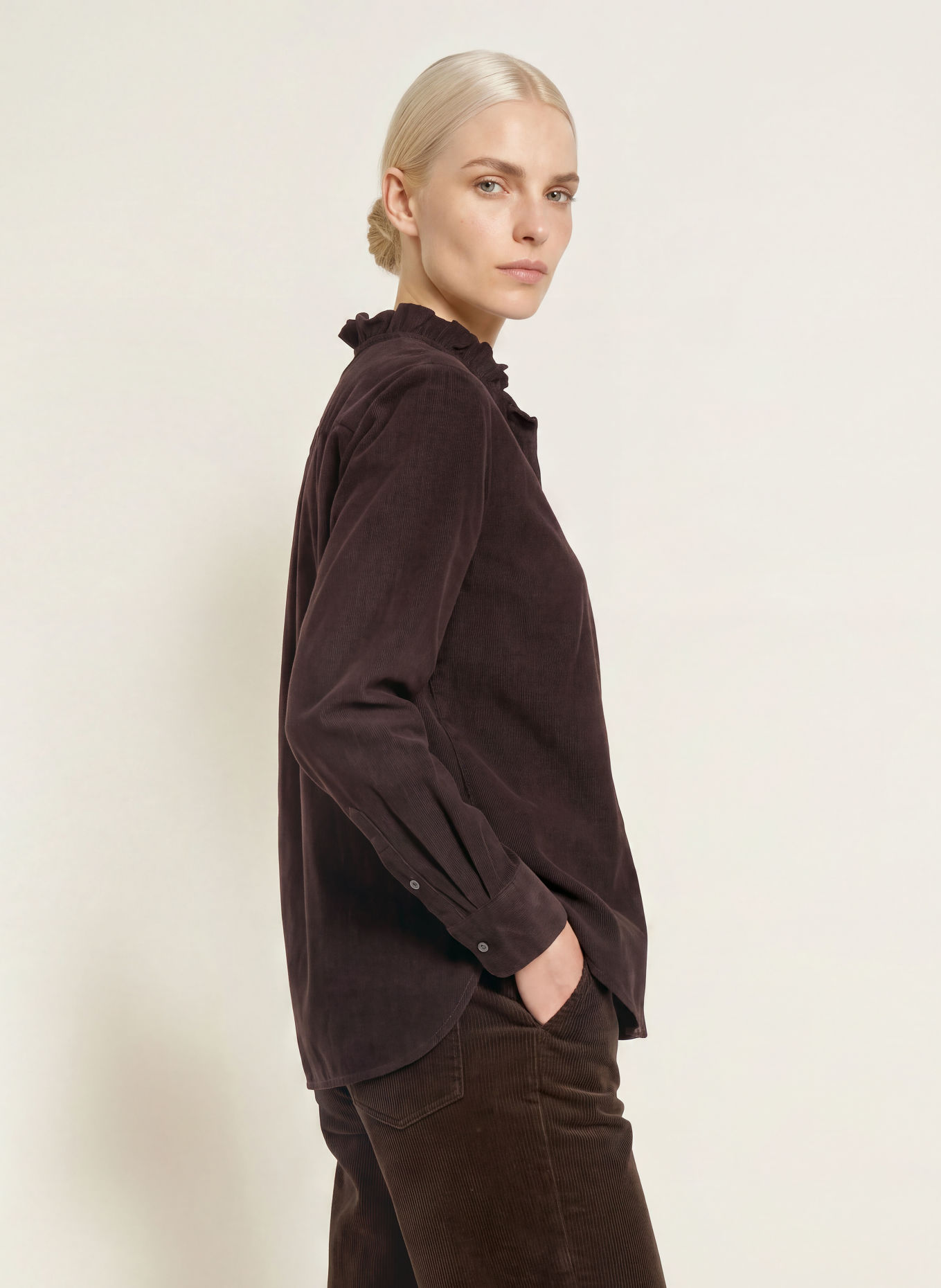 TONNO & PANNA Corduroy blouse: DARK BROWN