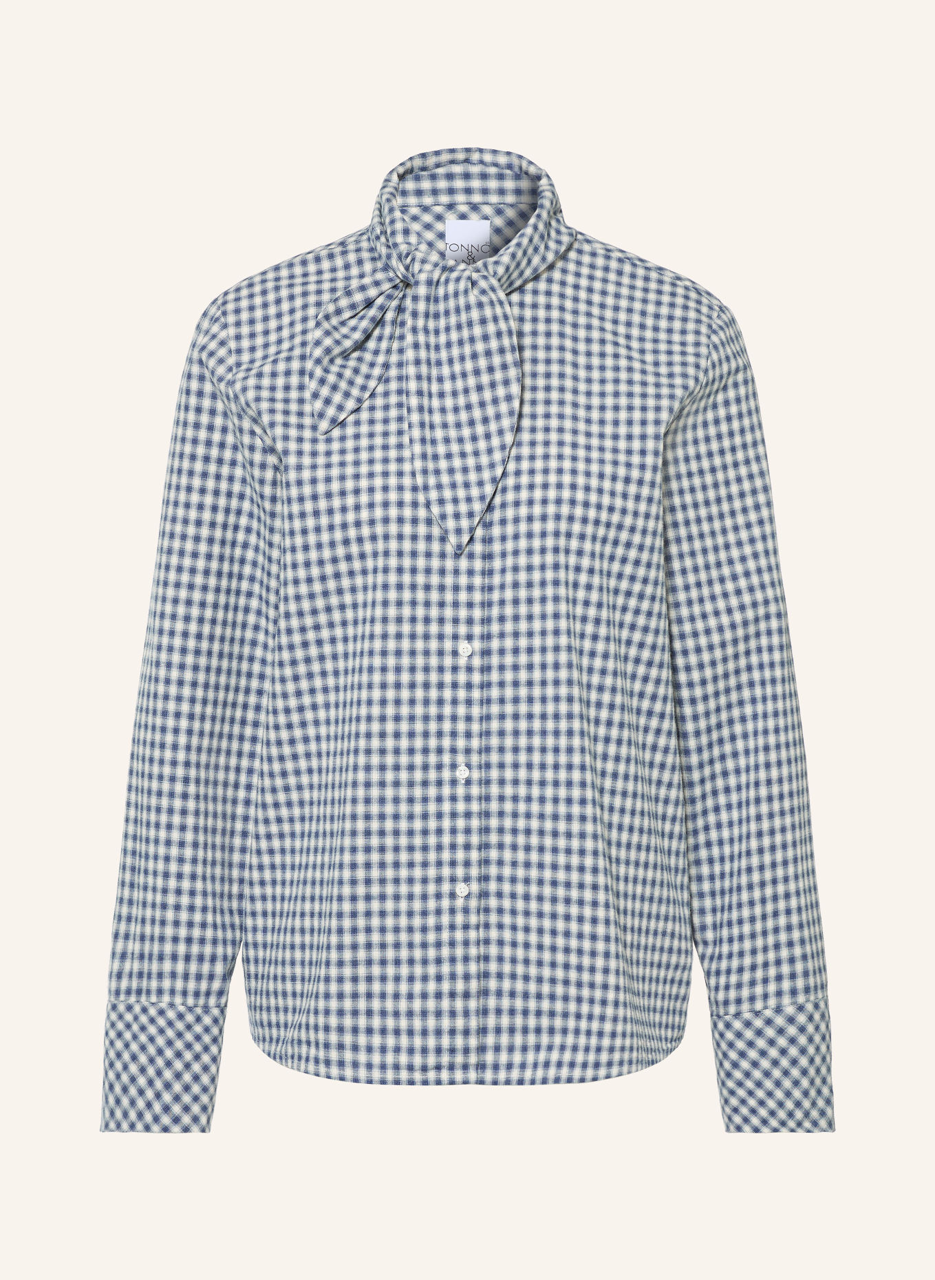 TONNO & PANNA Schluppenbluse aus Flanell: BLAU / ECRU