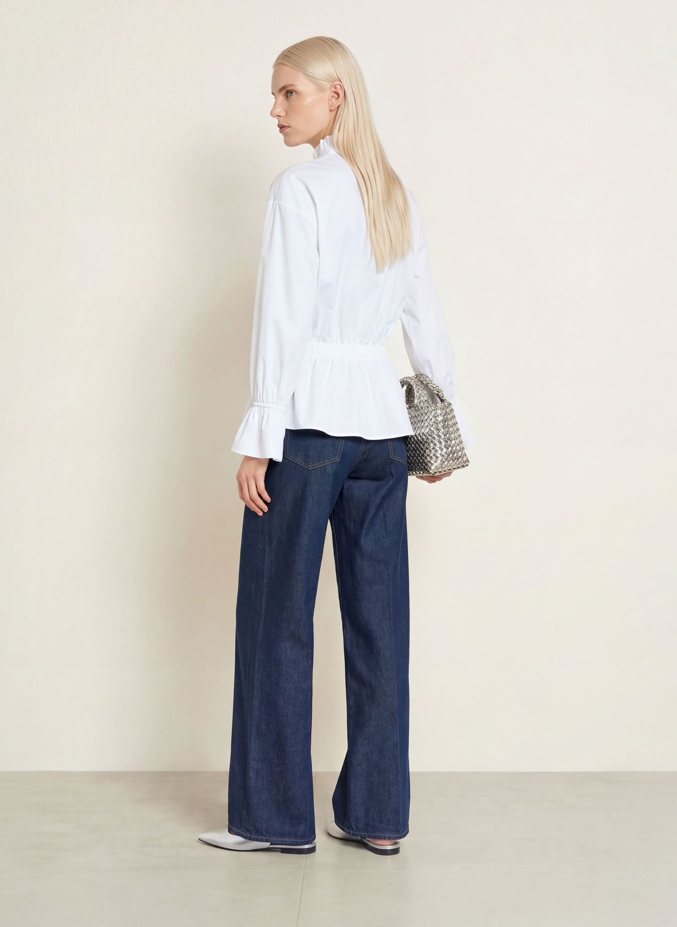 TONNO & PANNA Ruffled Shirt Blouse: WHITE