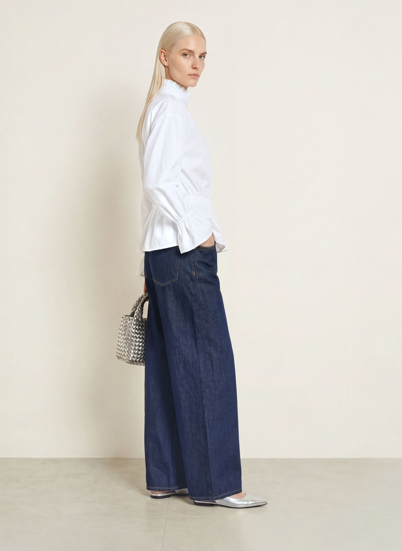 TONNO & PANNA Ruffled Shirt Blouse: WHITE