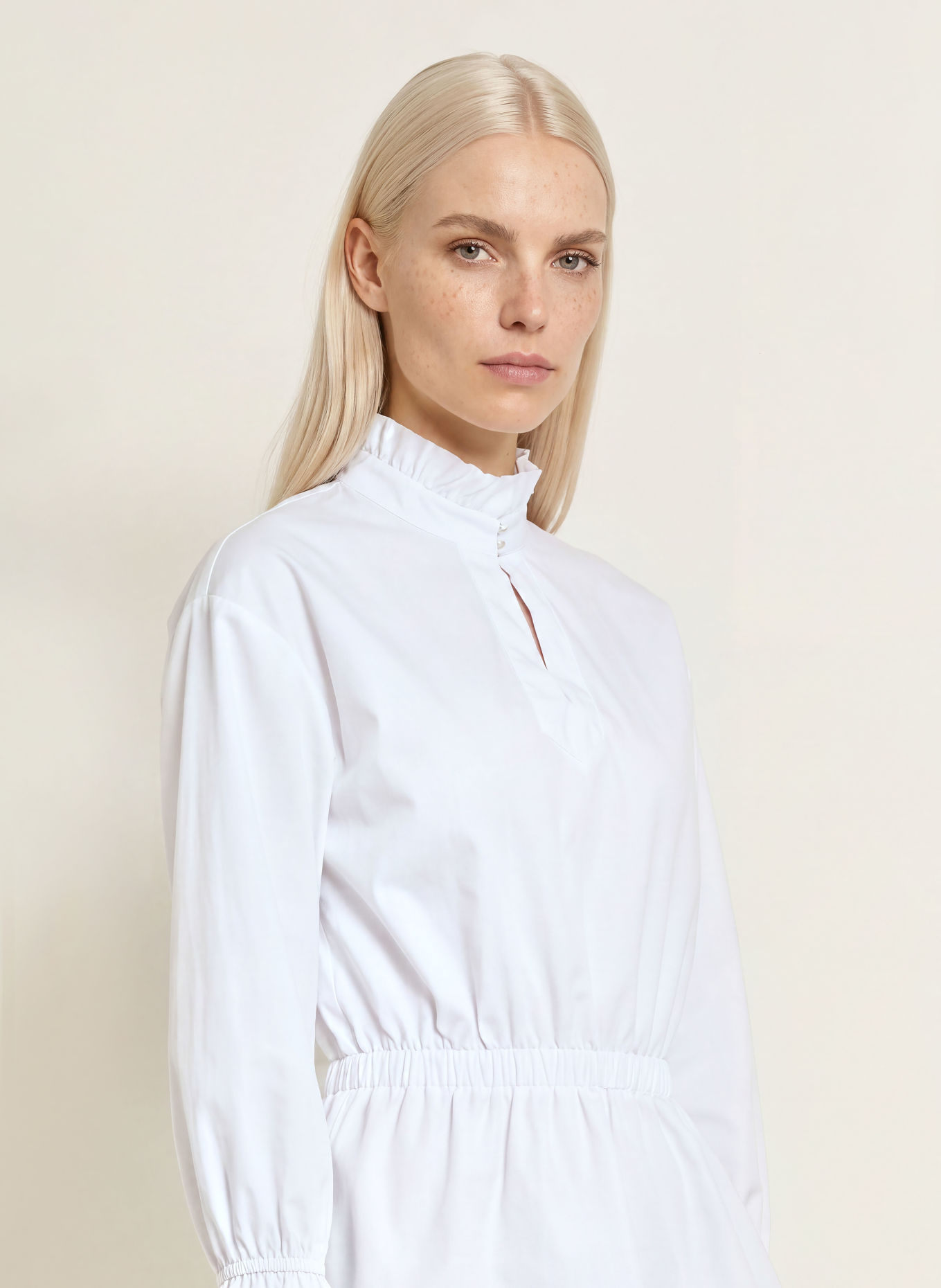 TONNO & PANNA Ruffled Shirt Blouse: WHITE