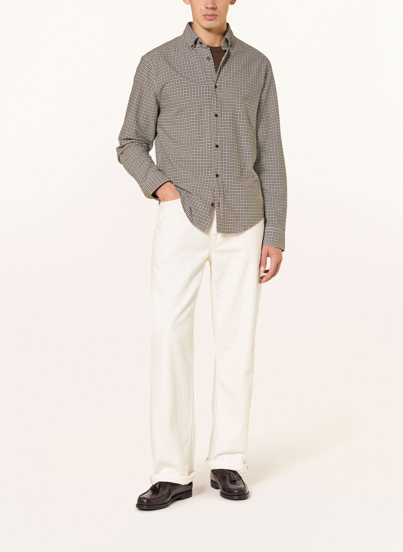 JOOP! JEANS HELI Comfort Fit Shirt: BROWN / WHITE