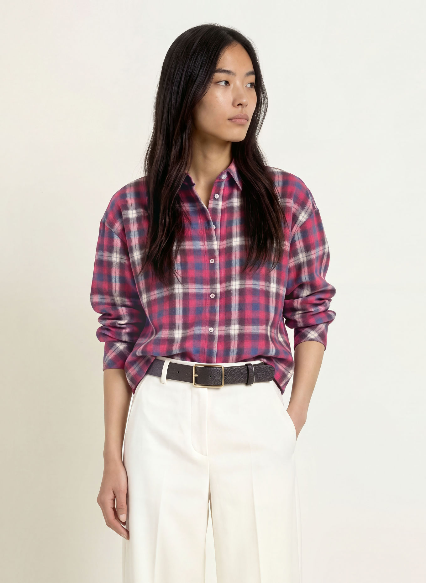 TONNO & PANNA Hemdbluse aus Flanell: PINK / BLAU / WEISS