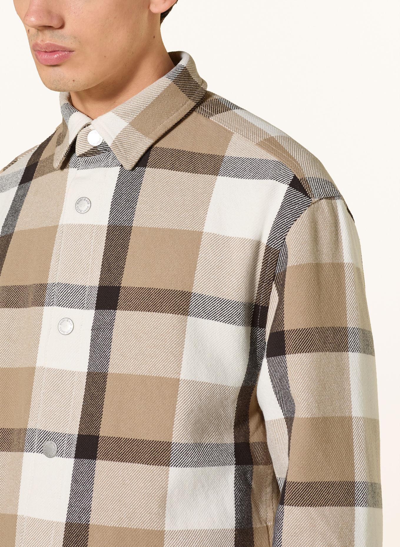 JOOP! JEANS HOLT Overshirt: BEIGE / DARK BROWN / WHITE