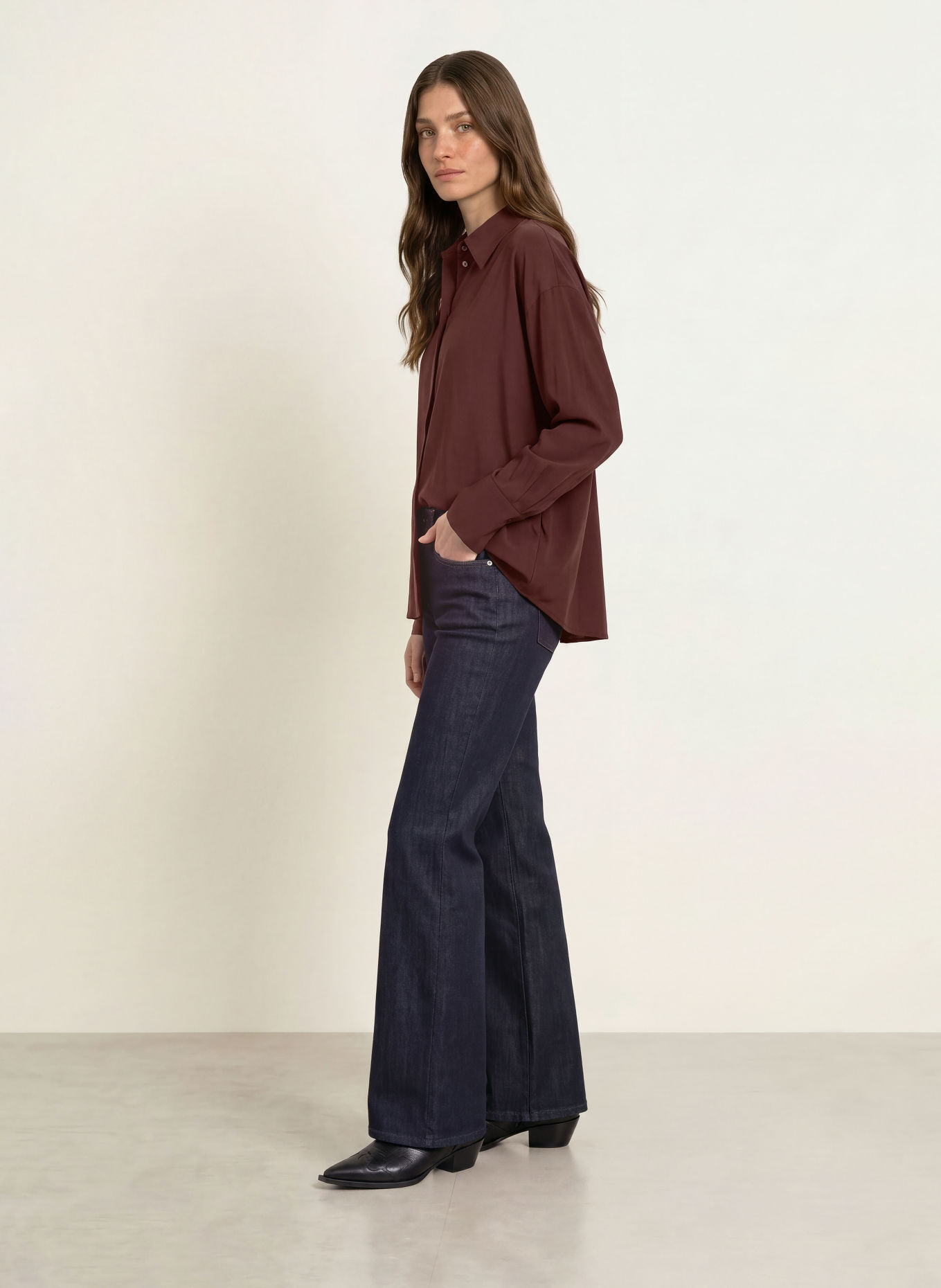 RAFFAELLO ROSSI Hemdbluse MELORY aus Jersey: DUNKELROT