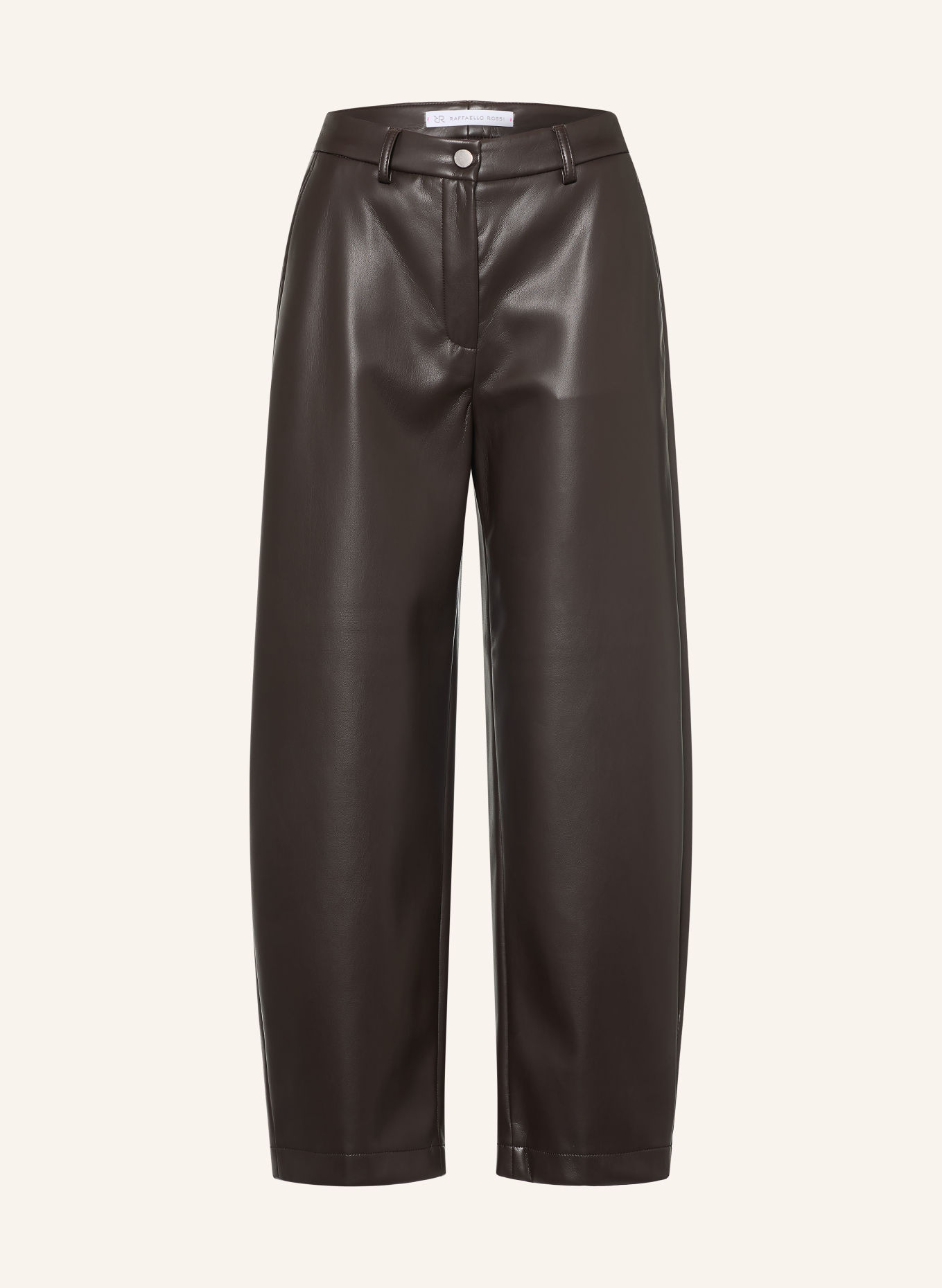 RAFFAELLO ROSSI PHIBI 7/8-length trousers in leather-look design: DARK BROWN
