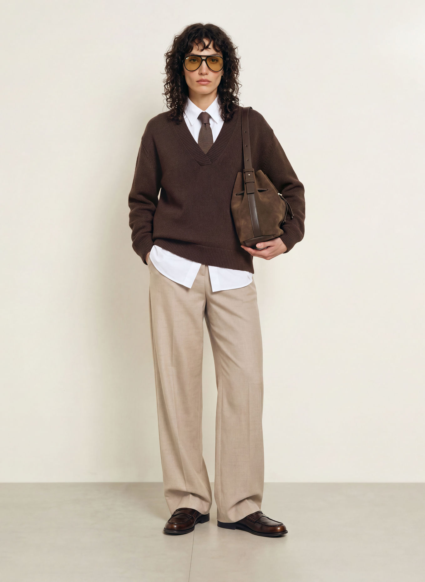 RAFFAELLO ROSSI FRAYA Flannel Wide-leg trousers: BEIGE