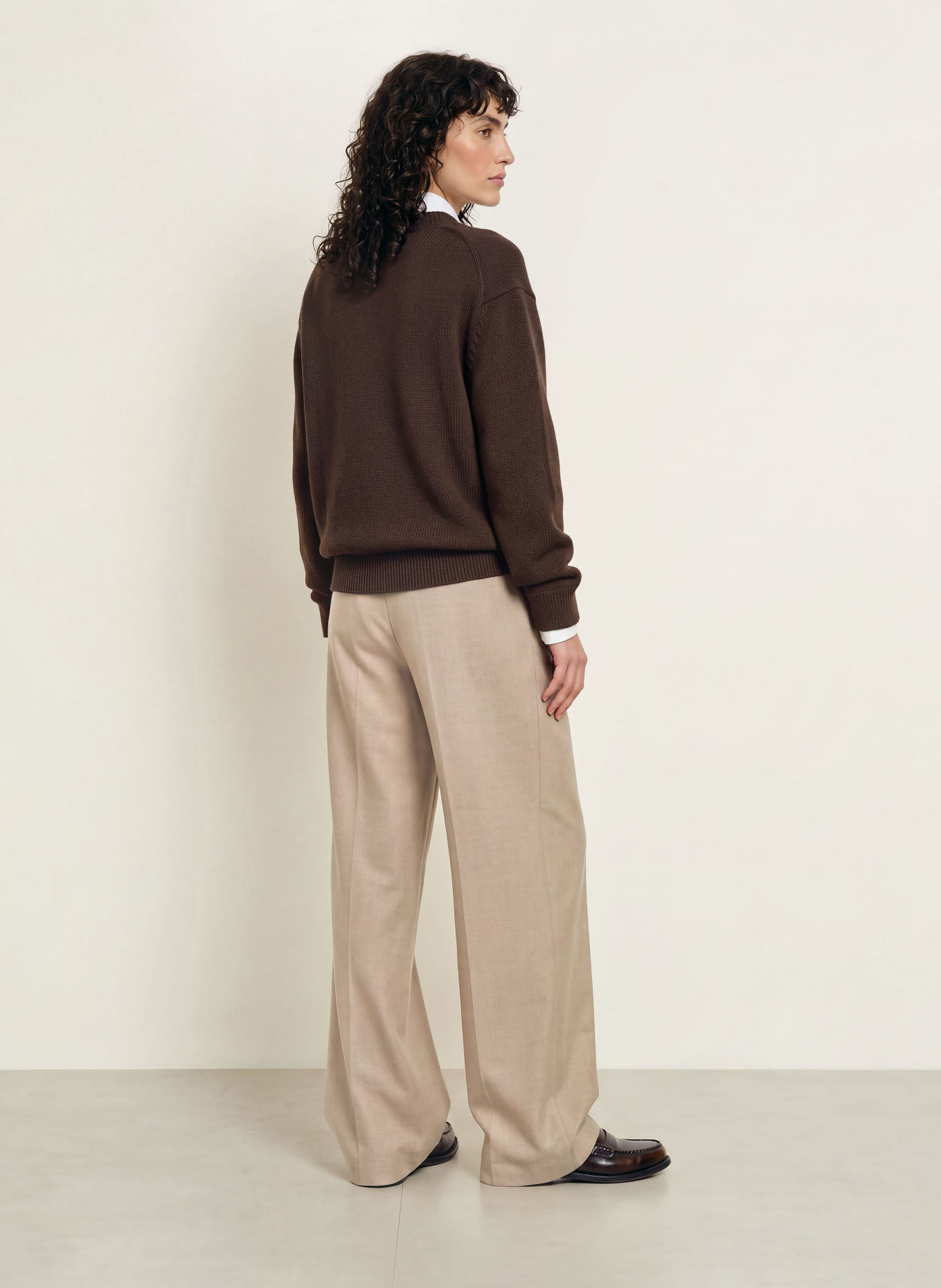 RAFFAELLO ROSSI FRAYA Flannel Wide-leg trousers: BEIGE