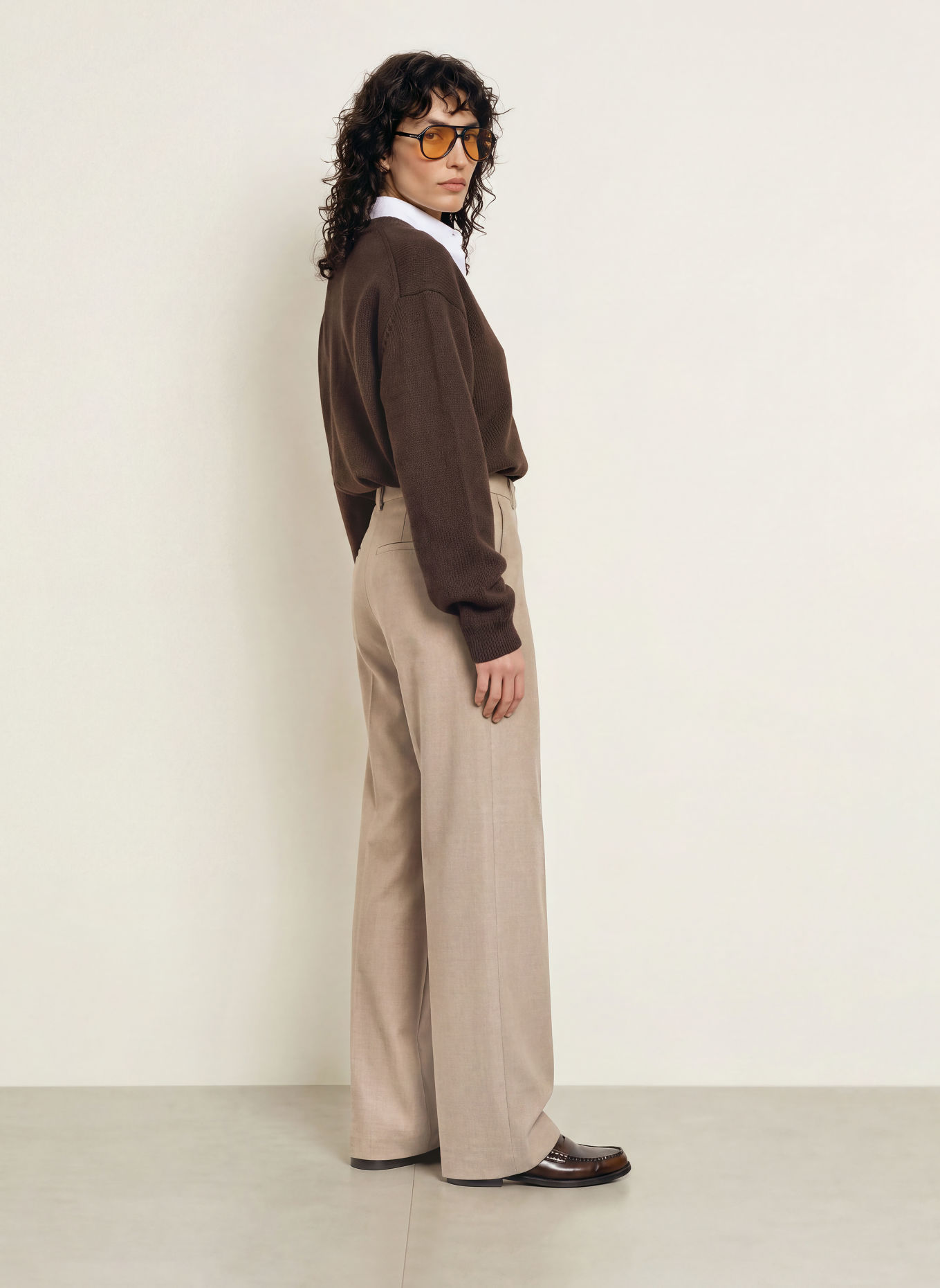 RAFFAELLO ROSSI FRAYA Flannel Wide-leg trousers: BEIGE