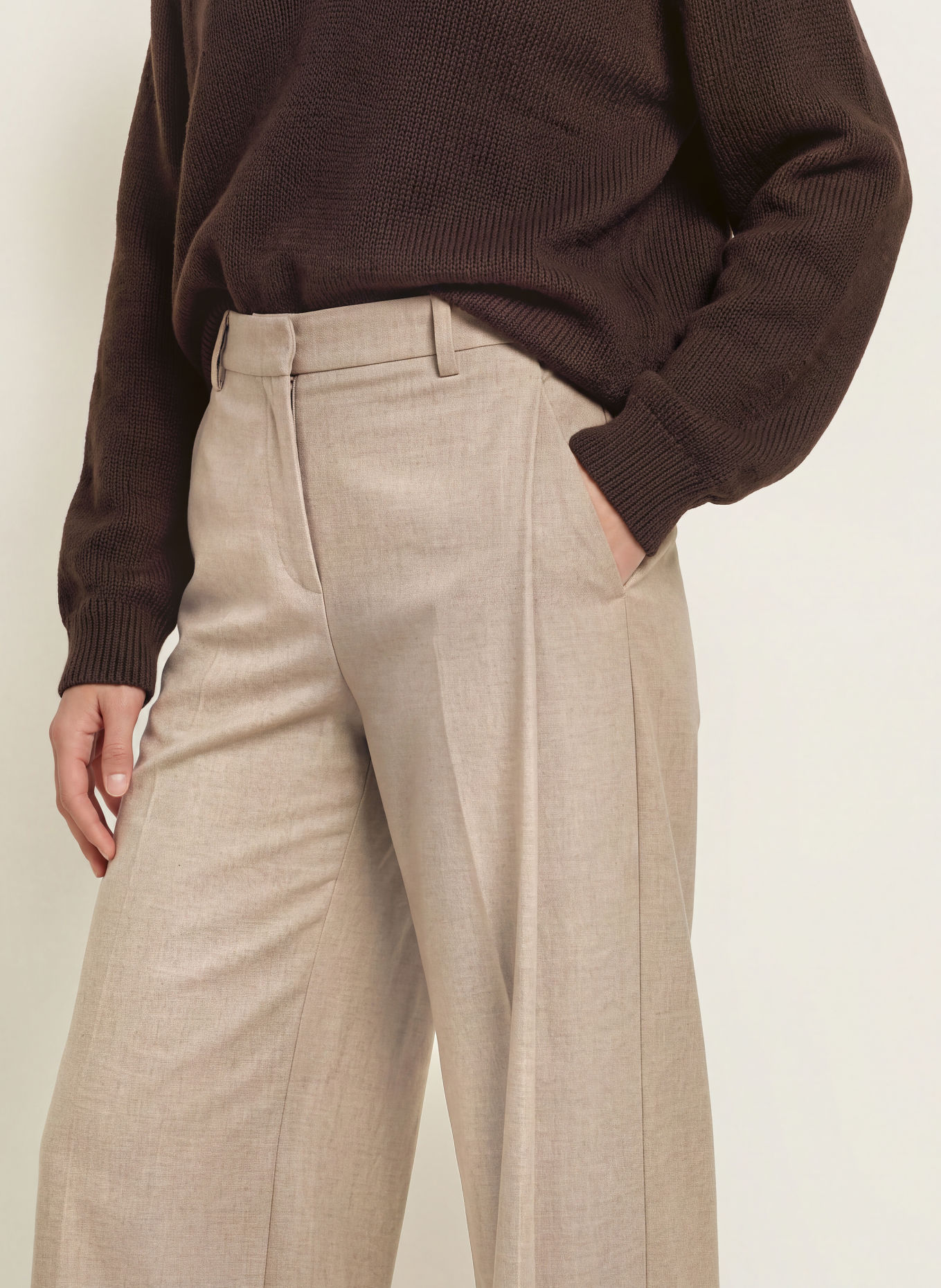 RAFFAELLO ROSSI FRAYA Flannel Wide-leg trousers: BEIGE