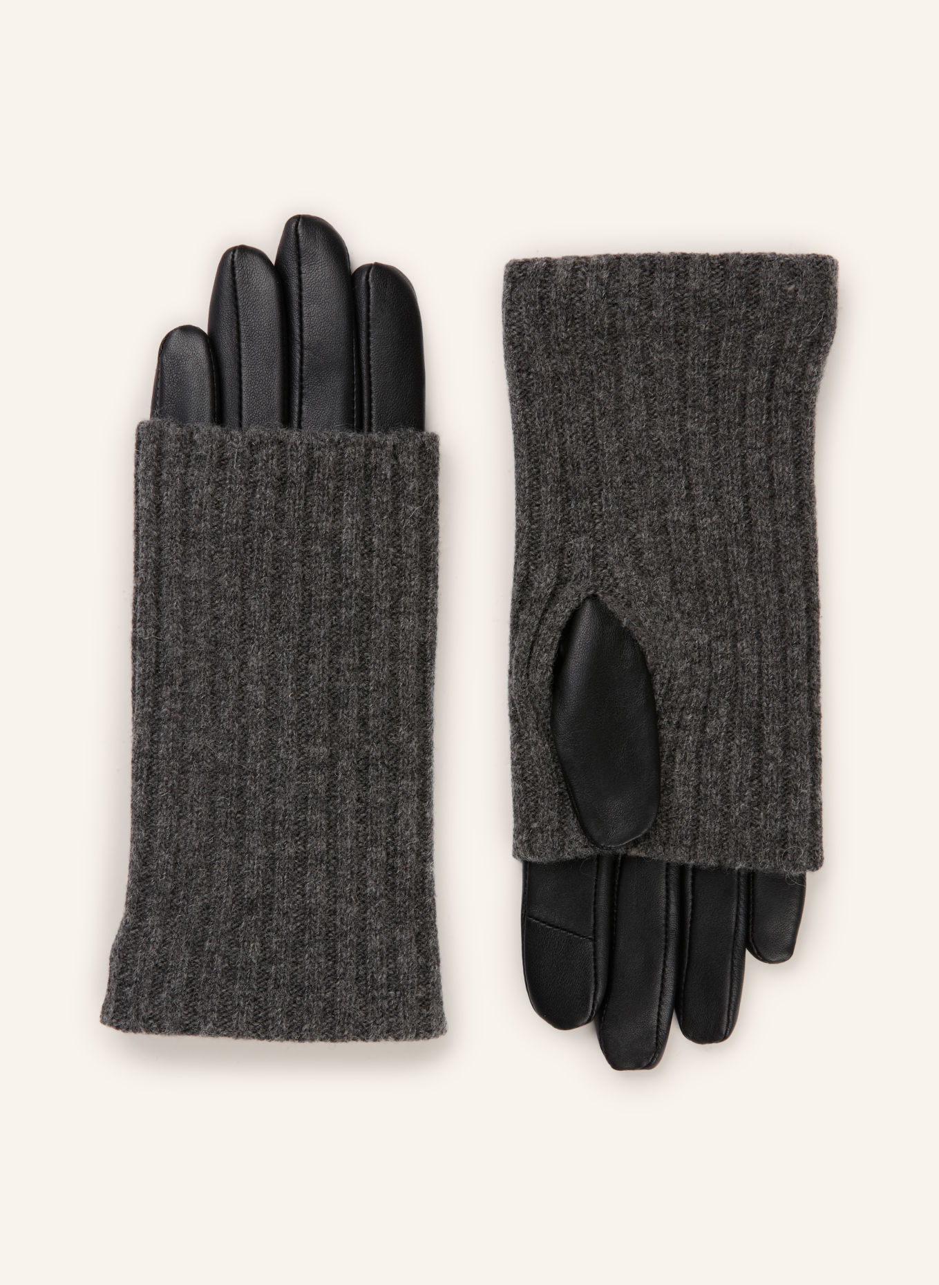 ROECKL KINGSTON-handschoenen in een mix van materialen: ZWART / GRIJS