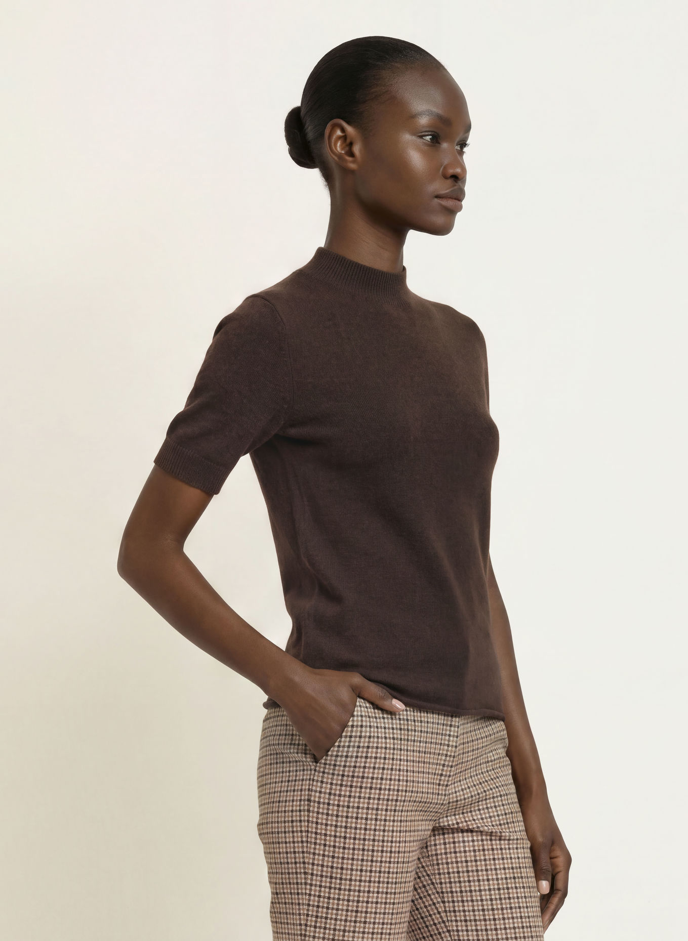 DRYKORN FINIA Cashmere Knit Shirt: DARK BROWN