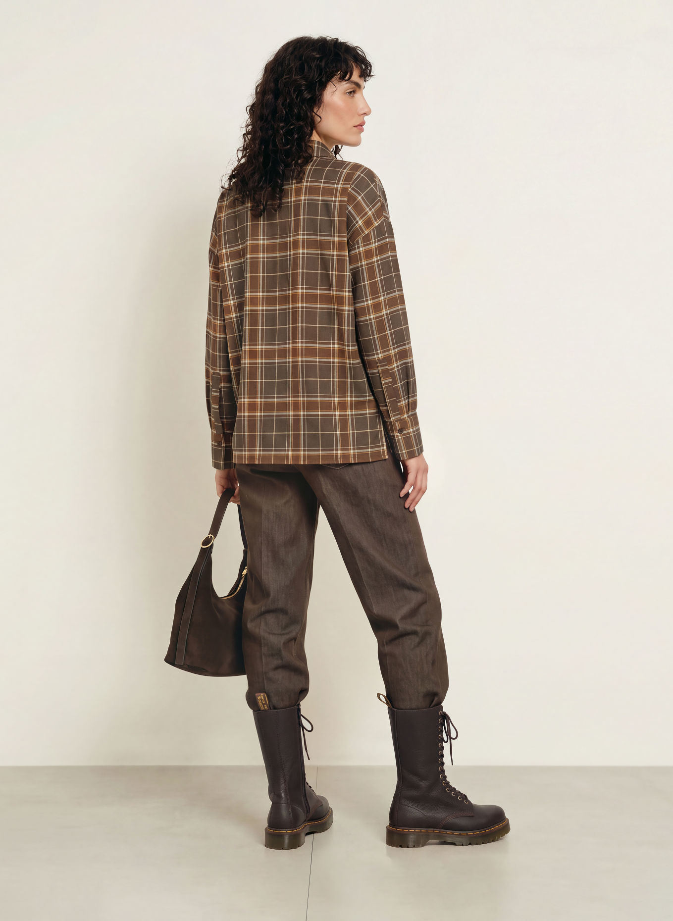 DRYKORN Skjortebluse CLOELIA: BRUN / LYSEBRUN / KHAKI