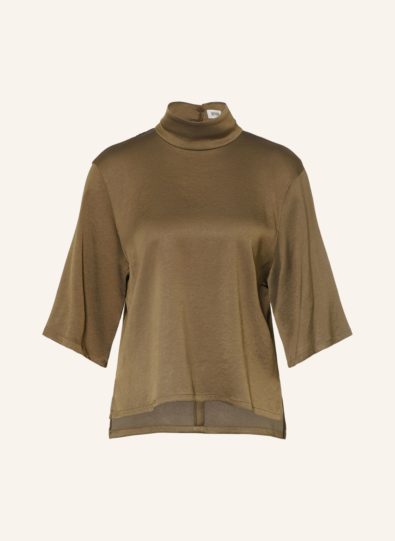 DRYKORN Bluzka ALETIA z satyny z rękawami 3/4: KHAKI