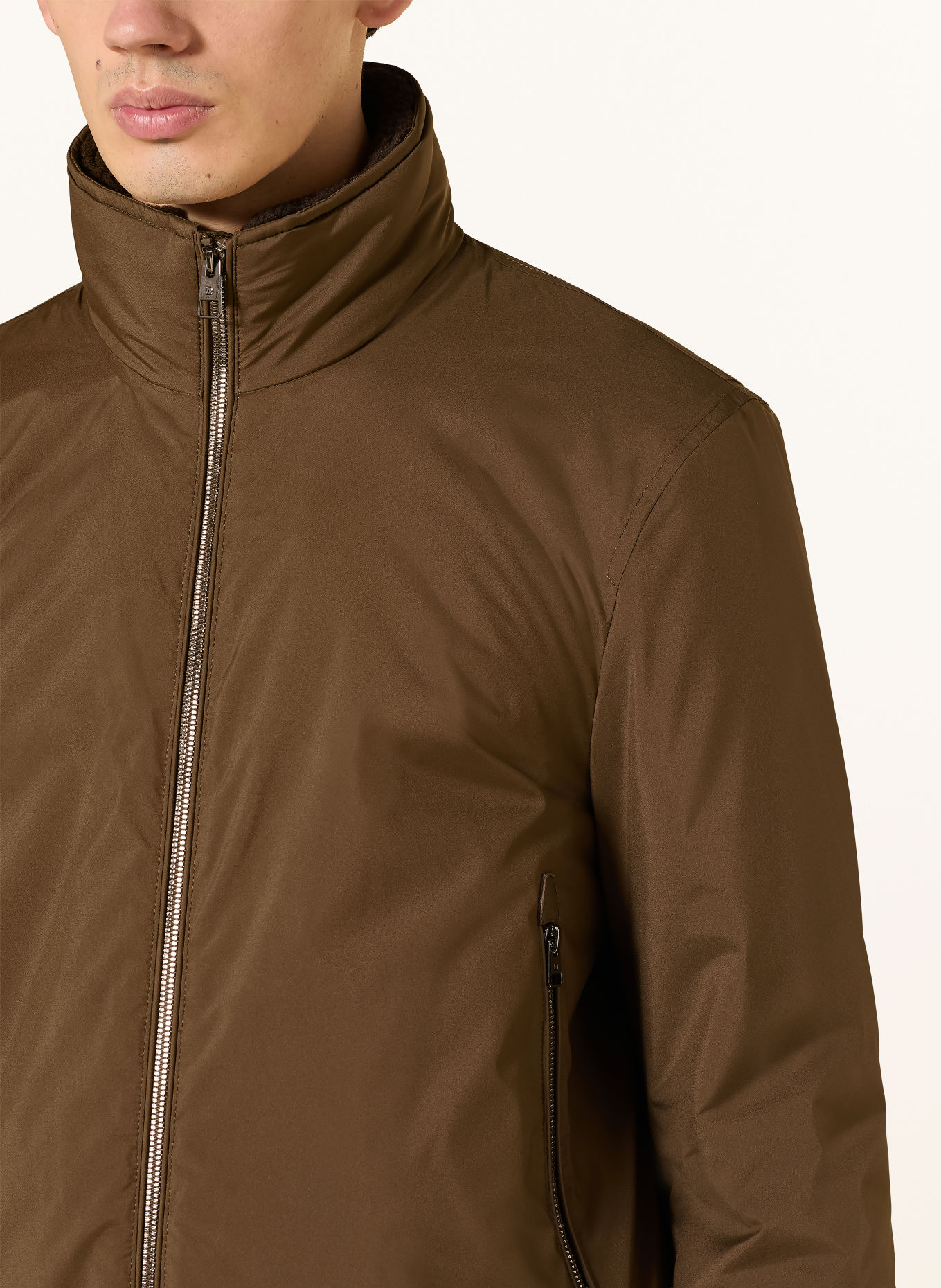 DRESSLER Blouson met afneembare kraag van imitatiebont: BRUIN