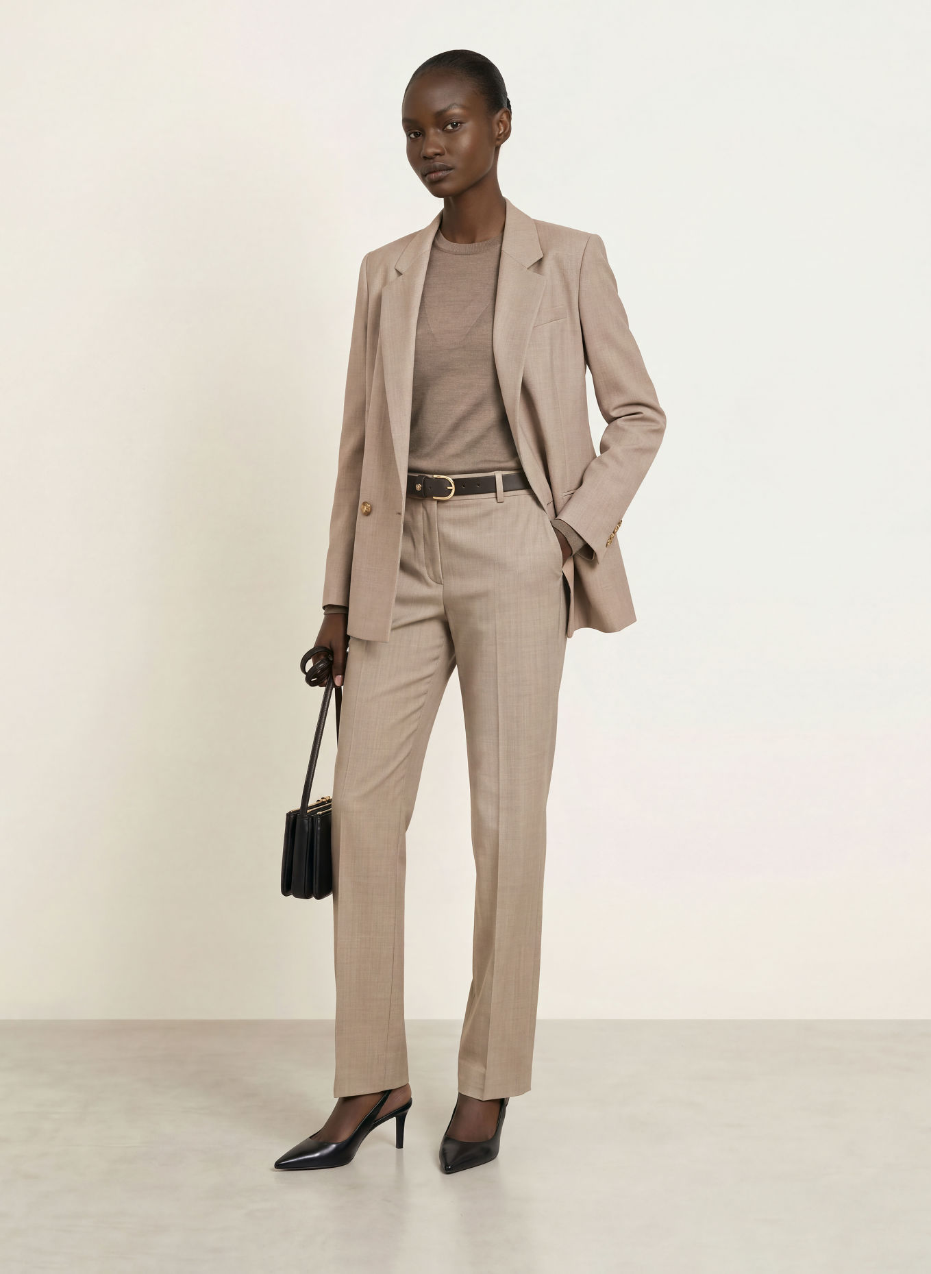 BOSS TILDANI Wide-leg trousers: TAUPE