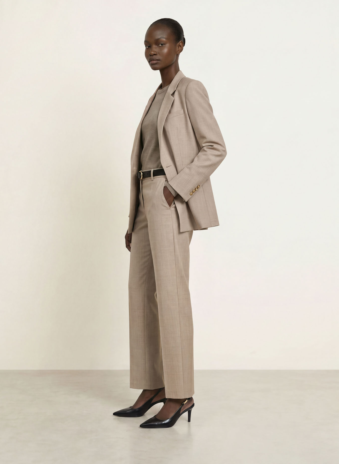 BOSS TILDANI Wide-leg trousers: TAUPE