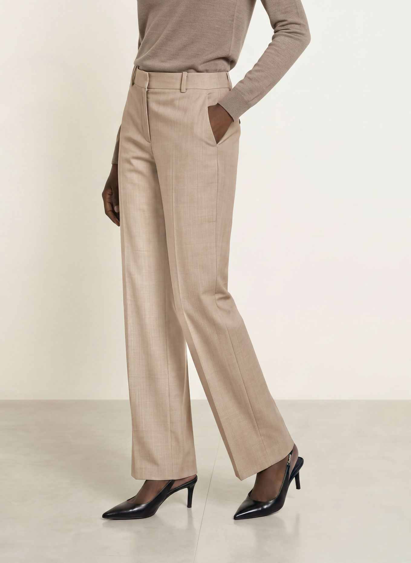 BOSS TILDANI Wide-leg trousers: TAUPE
