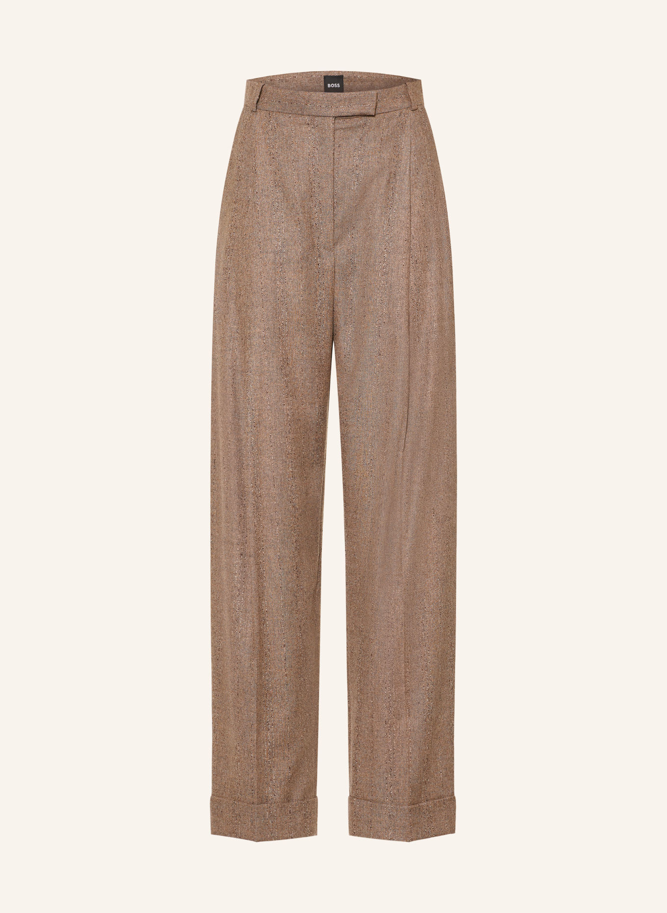 BOSS Broek TORNARA: BEIGE / MARRON FONCÉ / ECRU