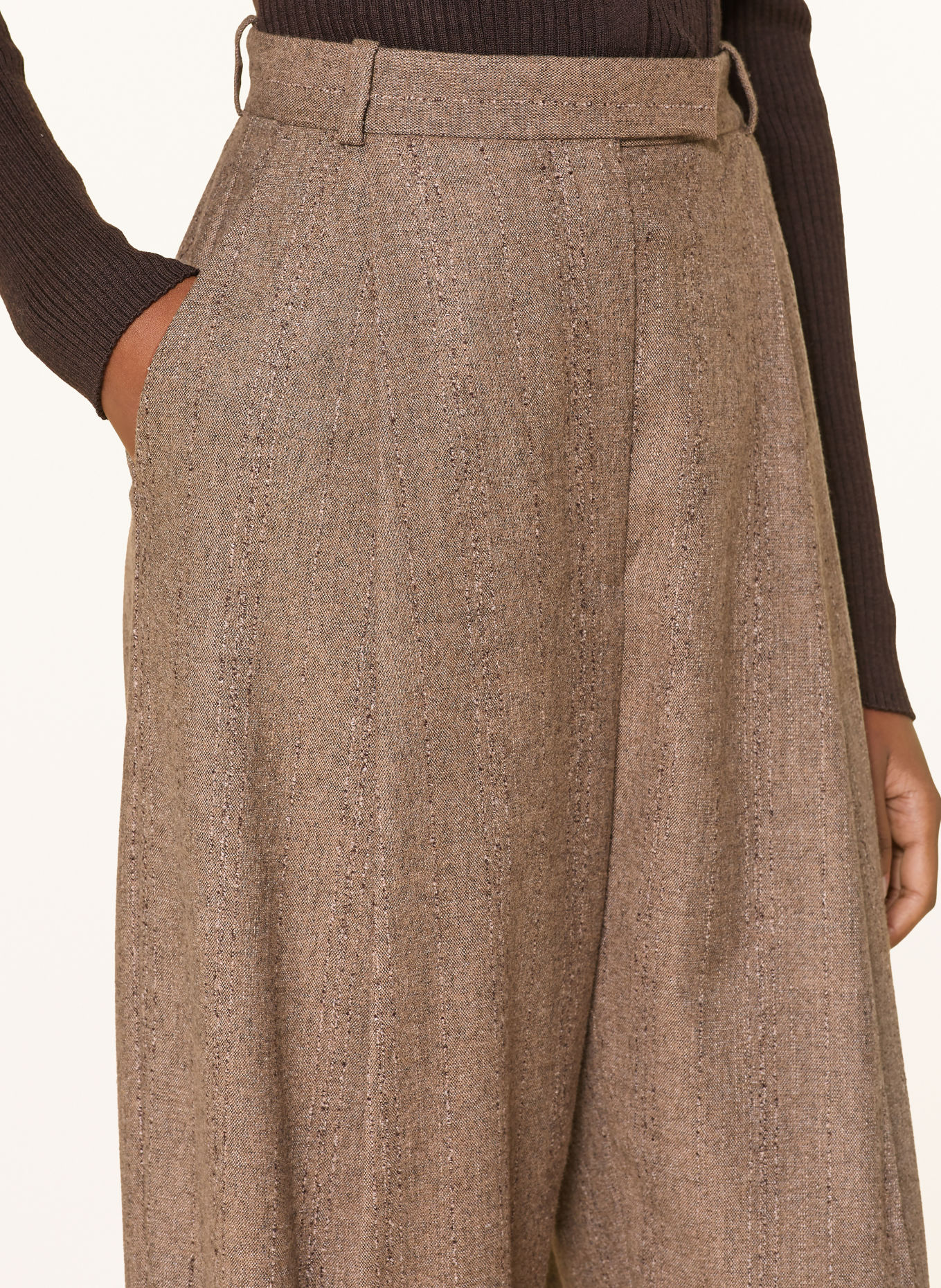 BOSS Broek TORNARA: BEIGE / MARRON FONCÉ / ECRU