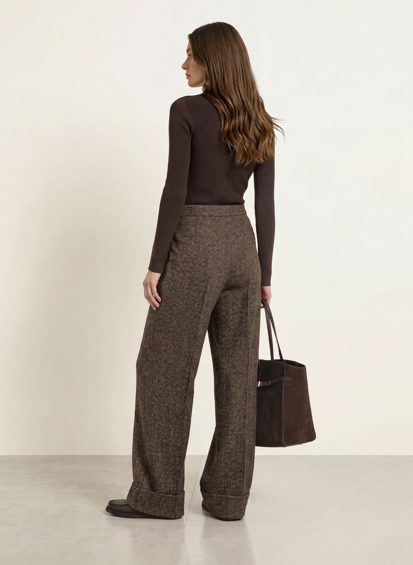 BOSS Gebreid poloshirt FAELINA: MARRON FONCÉ