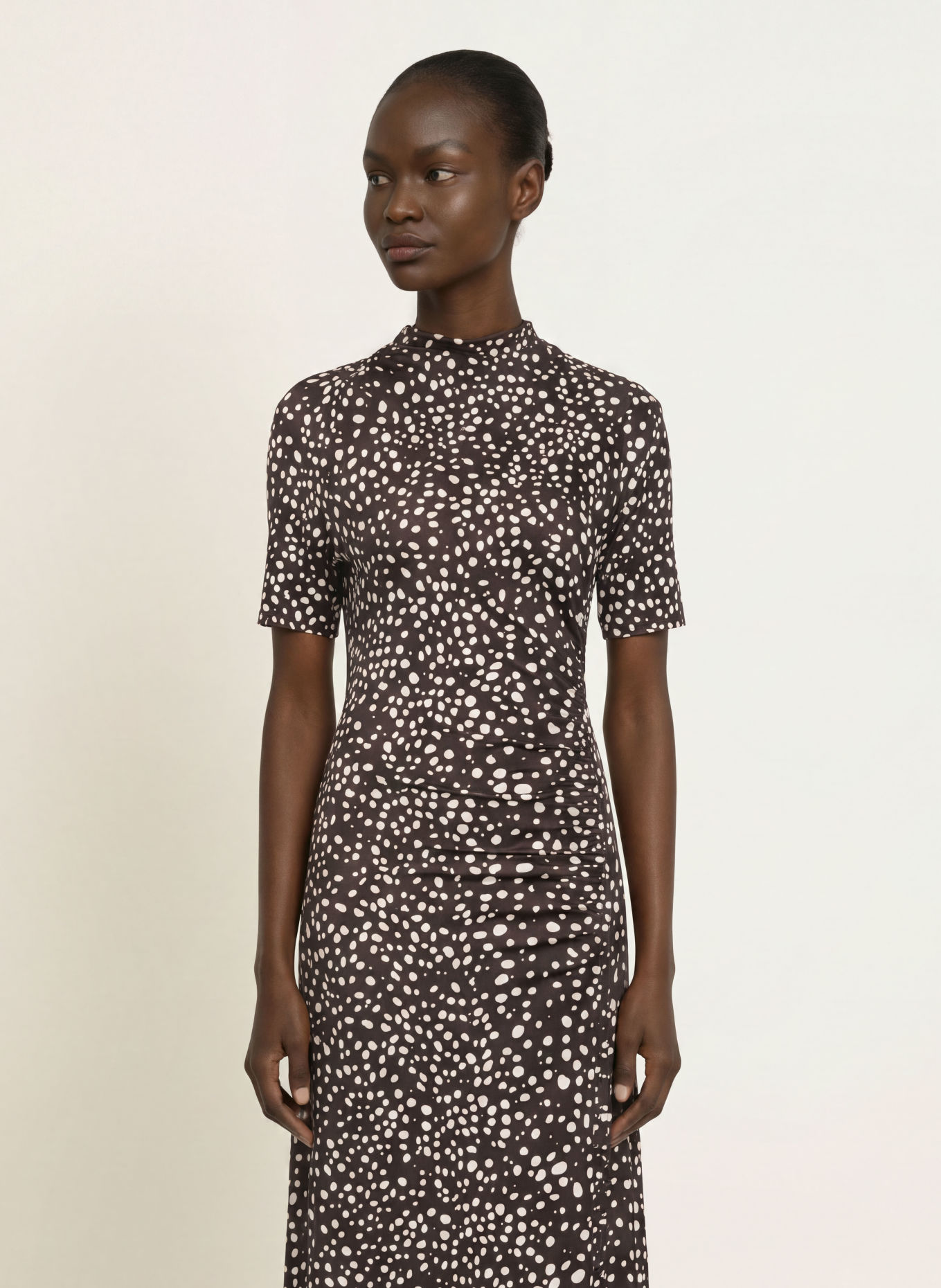 BOSS Jerseykleid ENDRE: DUNKELBRAUN / ECRU