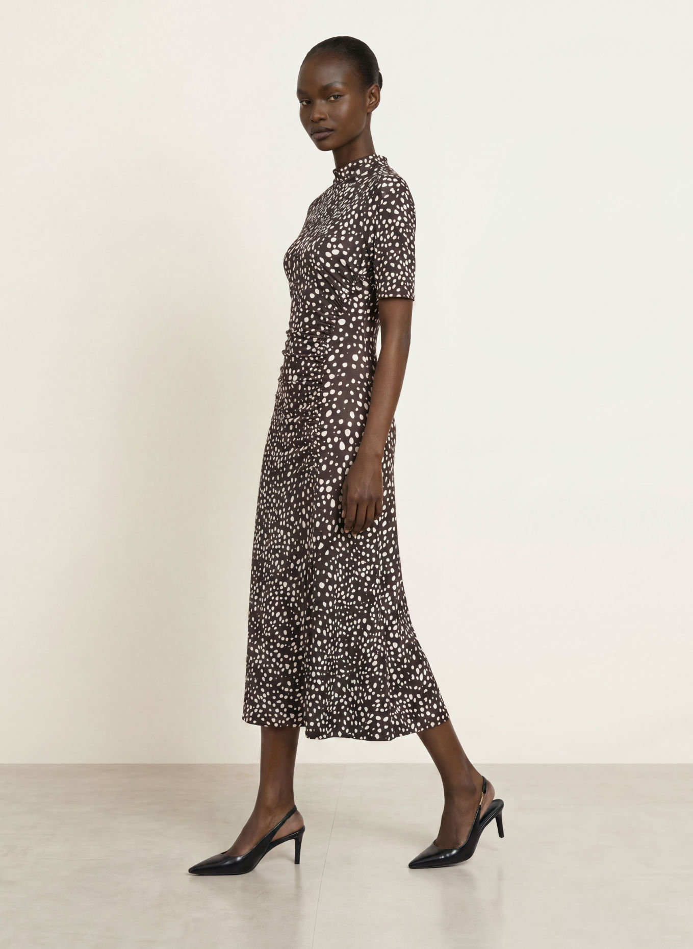 BOSS Jerseykleid ENDRE: DUNKELBRAUN / ECRU