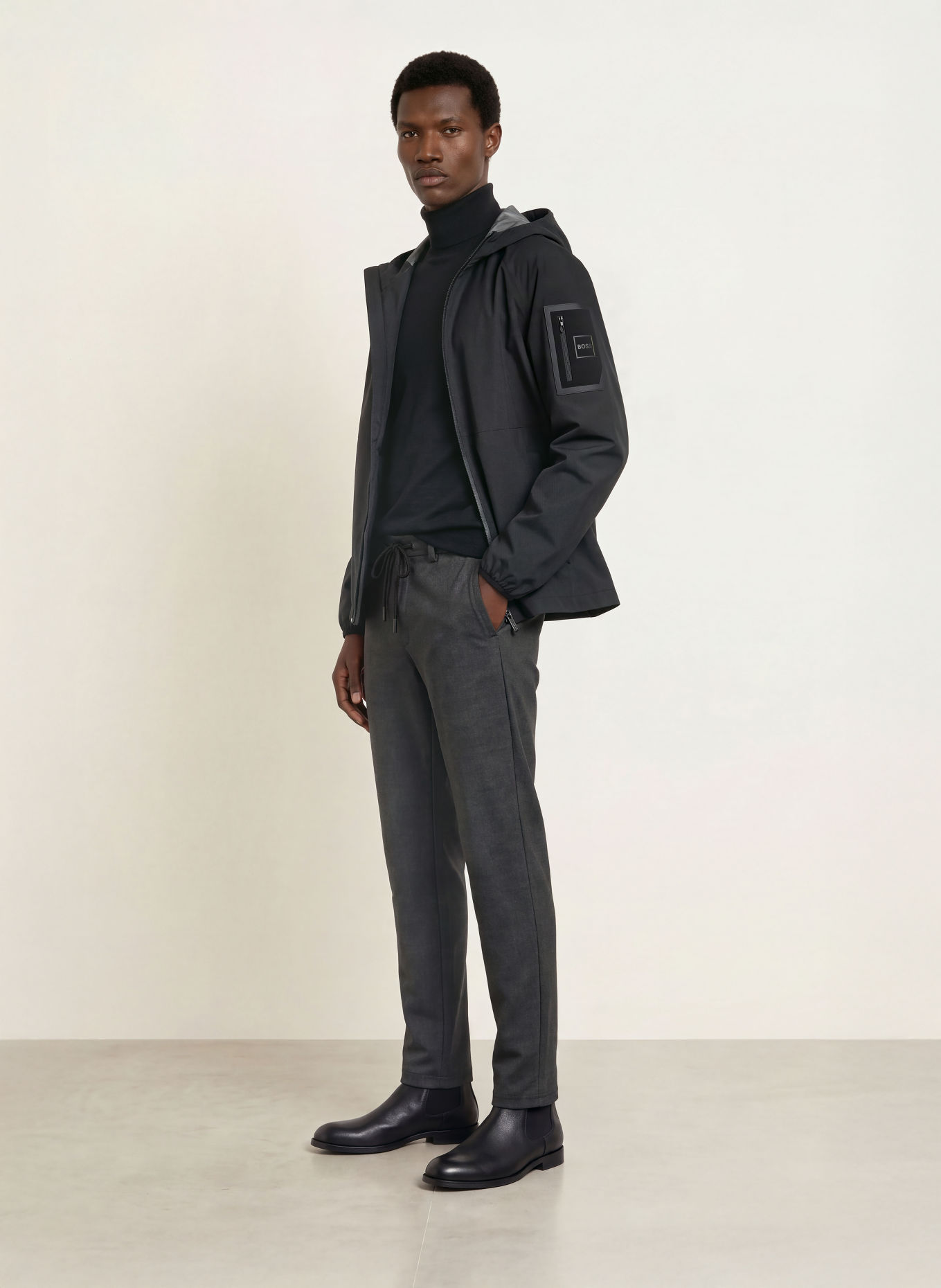 BRAX PHIL Jogger-Style Jersey Trousers, Tapered Fit: 05 CEMENT
