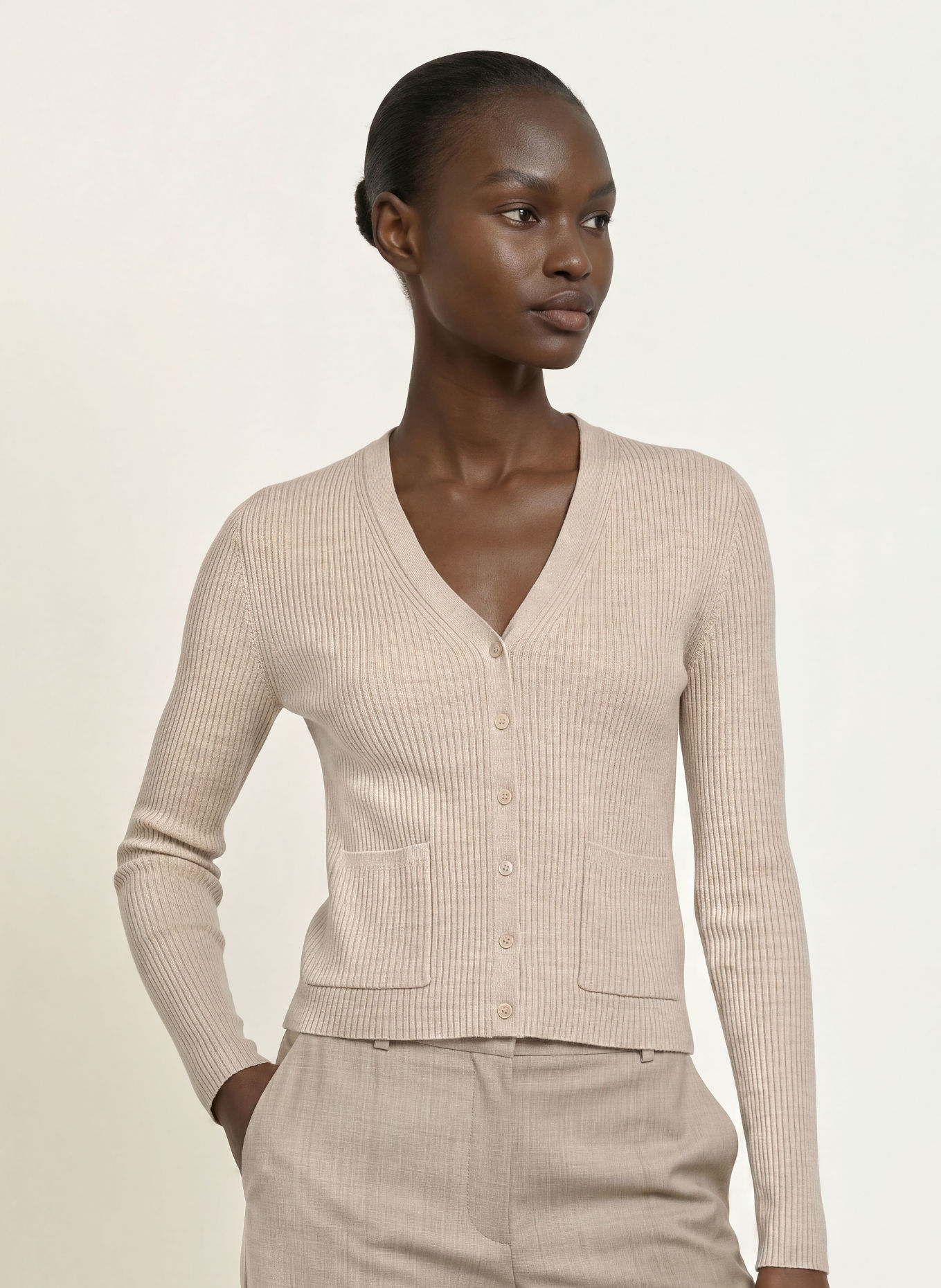 BOSS FERYN Cardigan: BEIGE