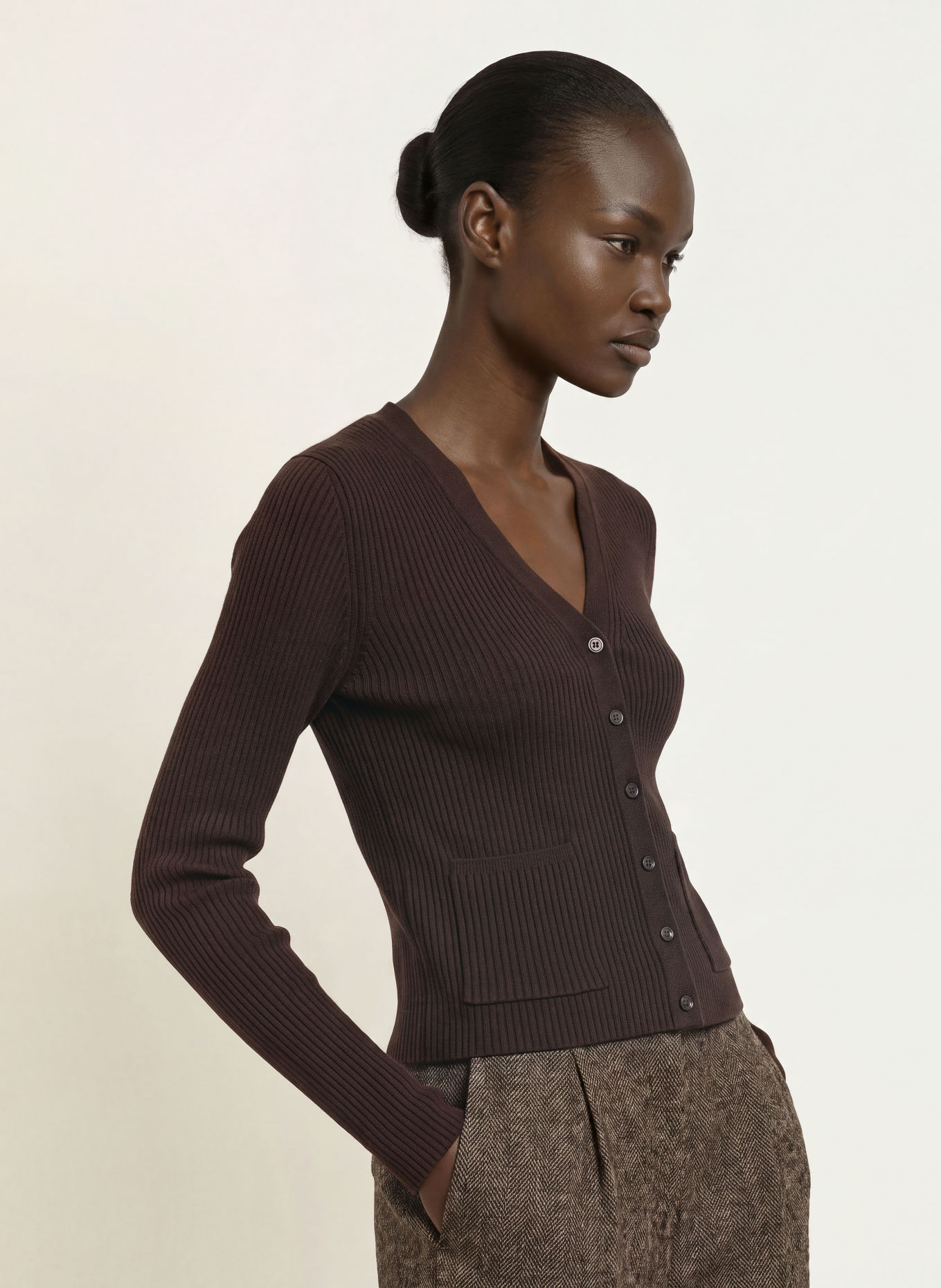 BOSS Strickjacke FERYN: DUNKELBRAUN