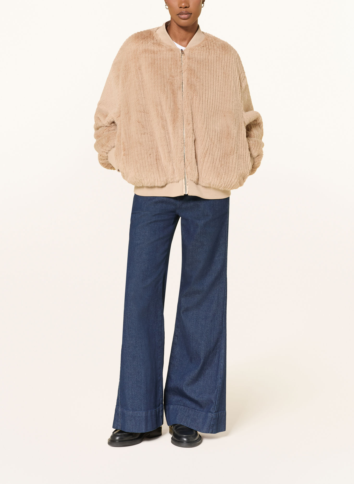 BOSS Satinblouson PETISA zum Wenden: BEIGE