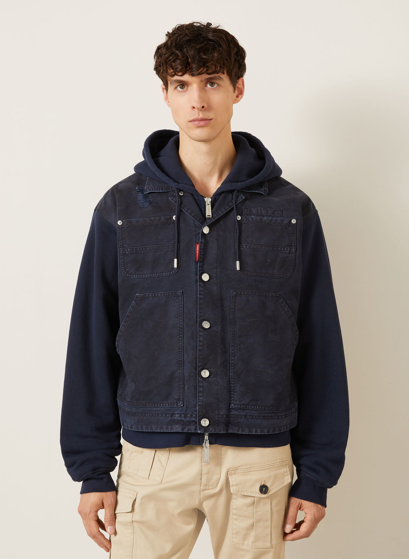 DSQUARED2 Jas van gemengde materialen: DONKERBLAUW