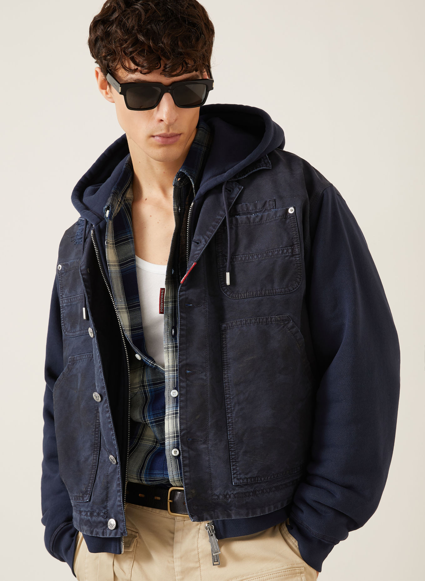 DSQUARED2 Jas van gemengde materialen: DONKERBLAUW