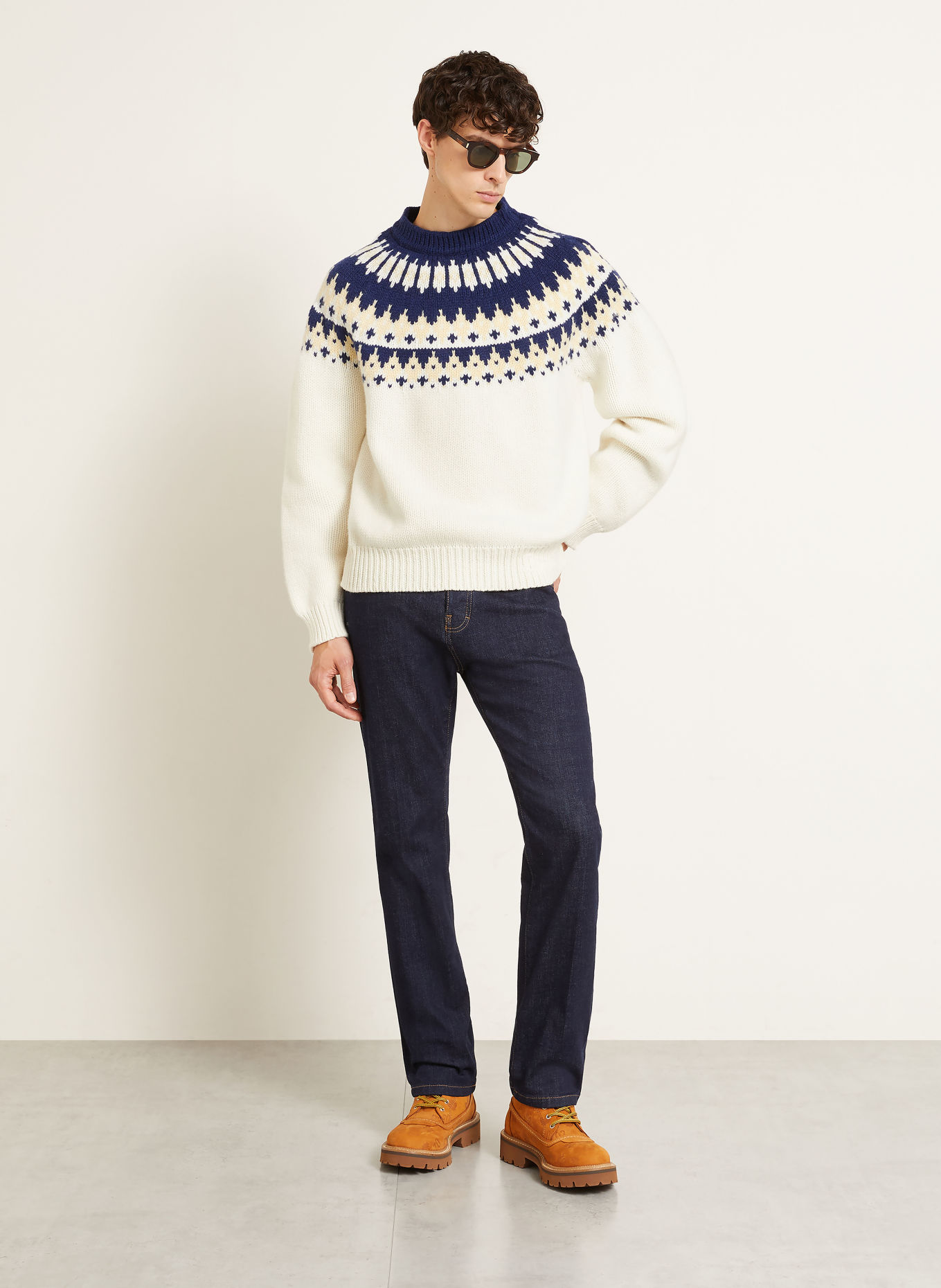 DSQUARED2 Sweater: WHITE / LIGHT YELLOW / DARK BLUE