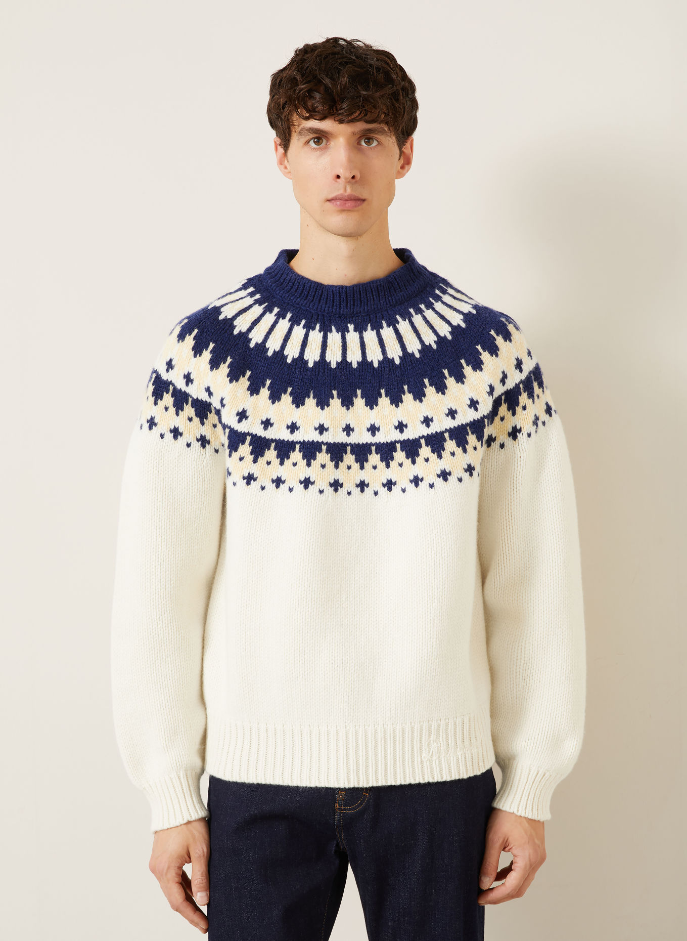 DSQUARED2 Sweater: WHITE / LIGHT YELLOW / DARK BLUE